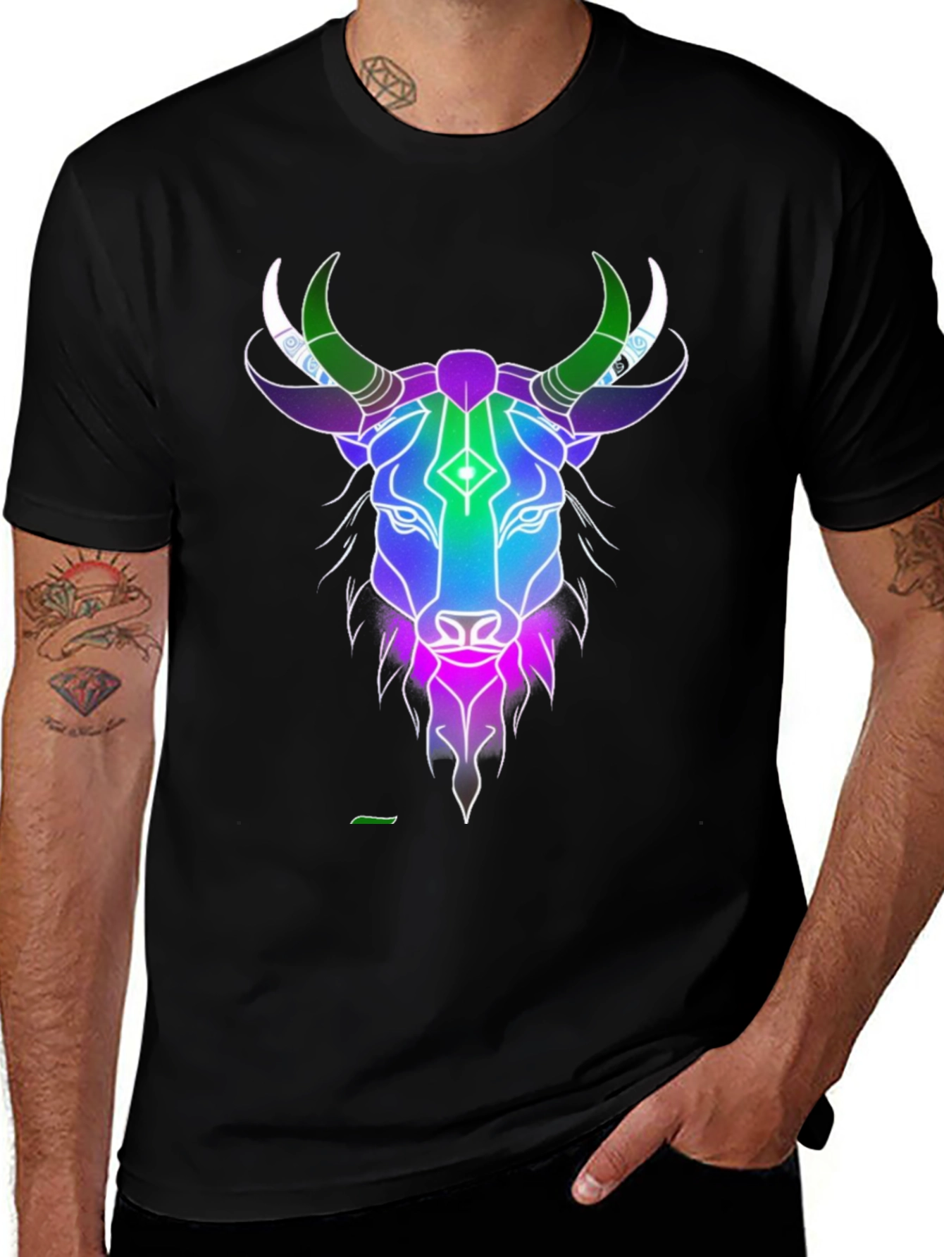 Variant 25 of Cosmic Bull Graphic Tee - Men's Black T-Shirt