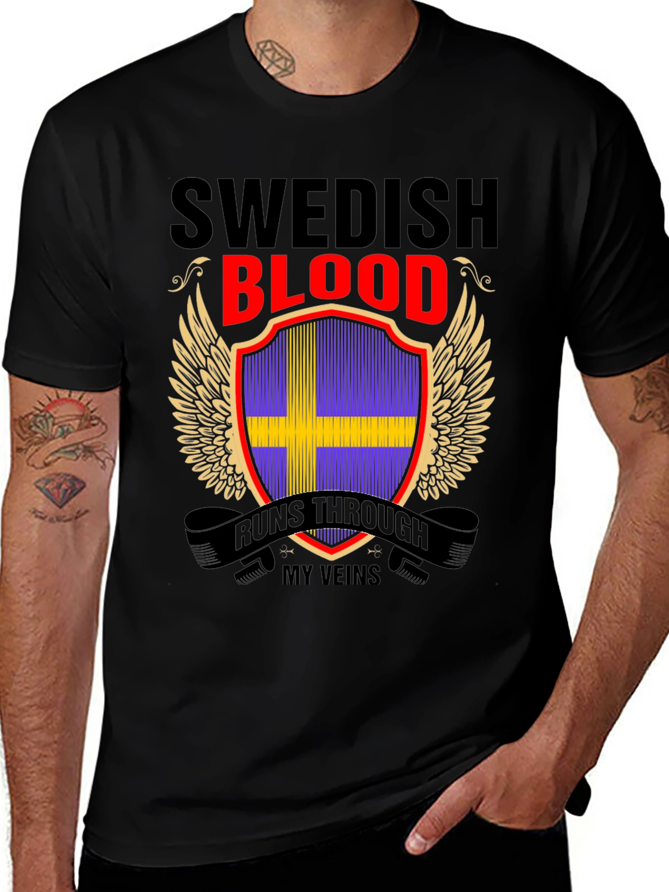 Variant 20 of Swedish Blood Runs Through My Veins T-Shirt