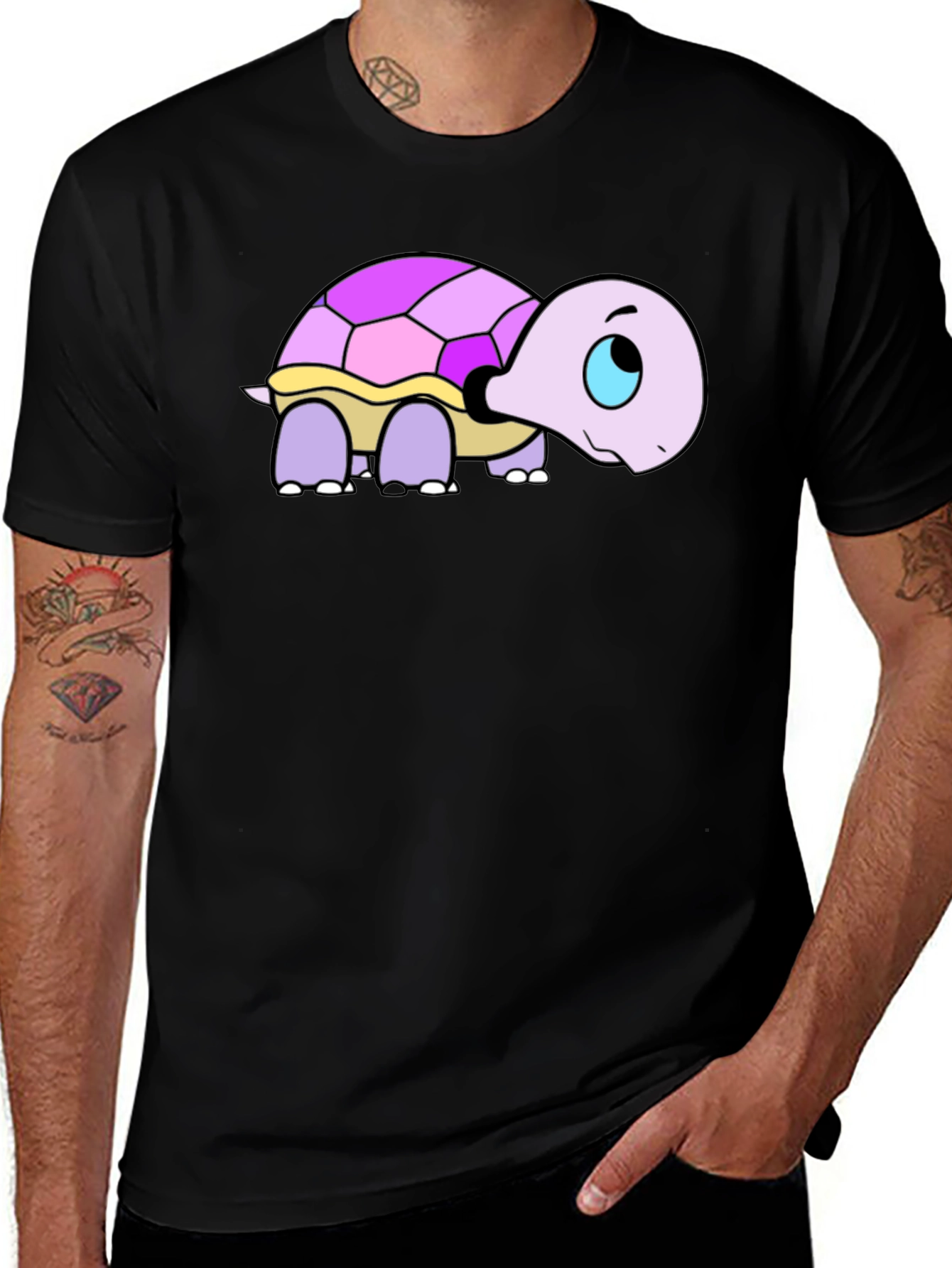 Variant 29 of Cute Turtle Cartoon Black T-Shirt