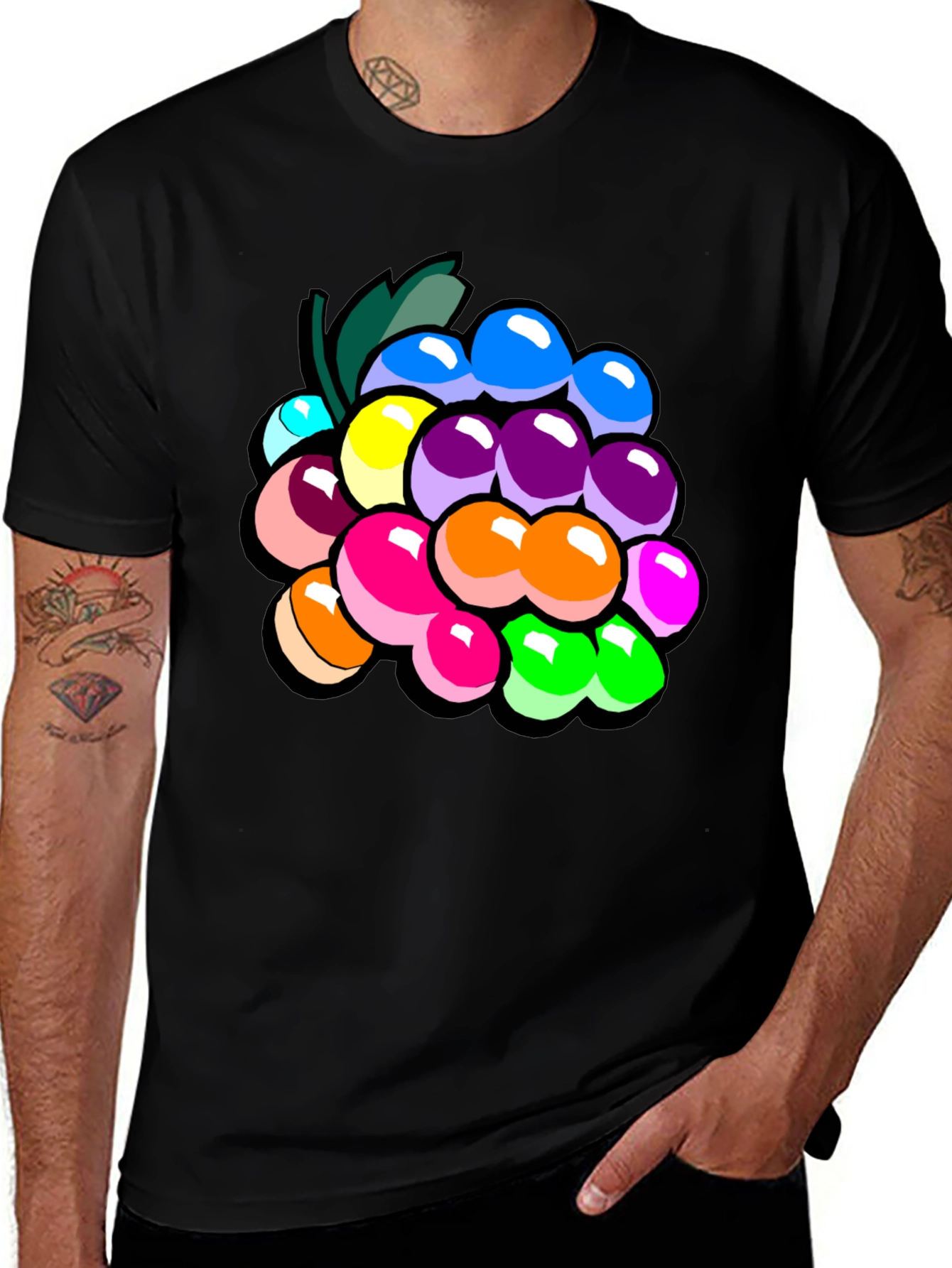 Variant 19 of Colorful Grapes Graphic T-Shirt - Novelty Fruit Tee