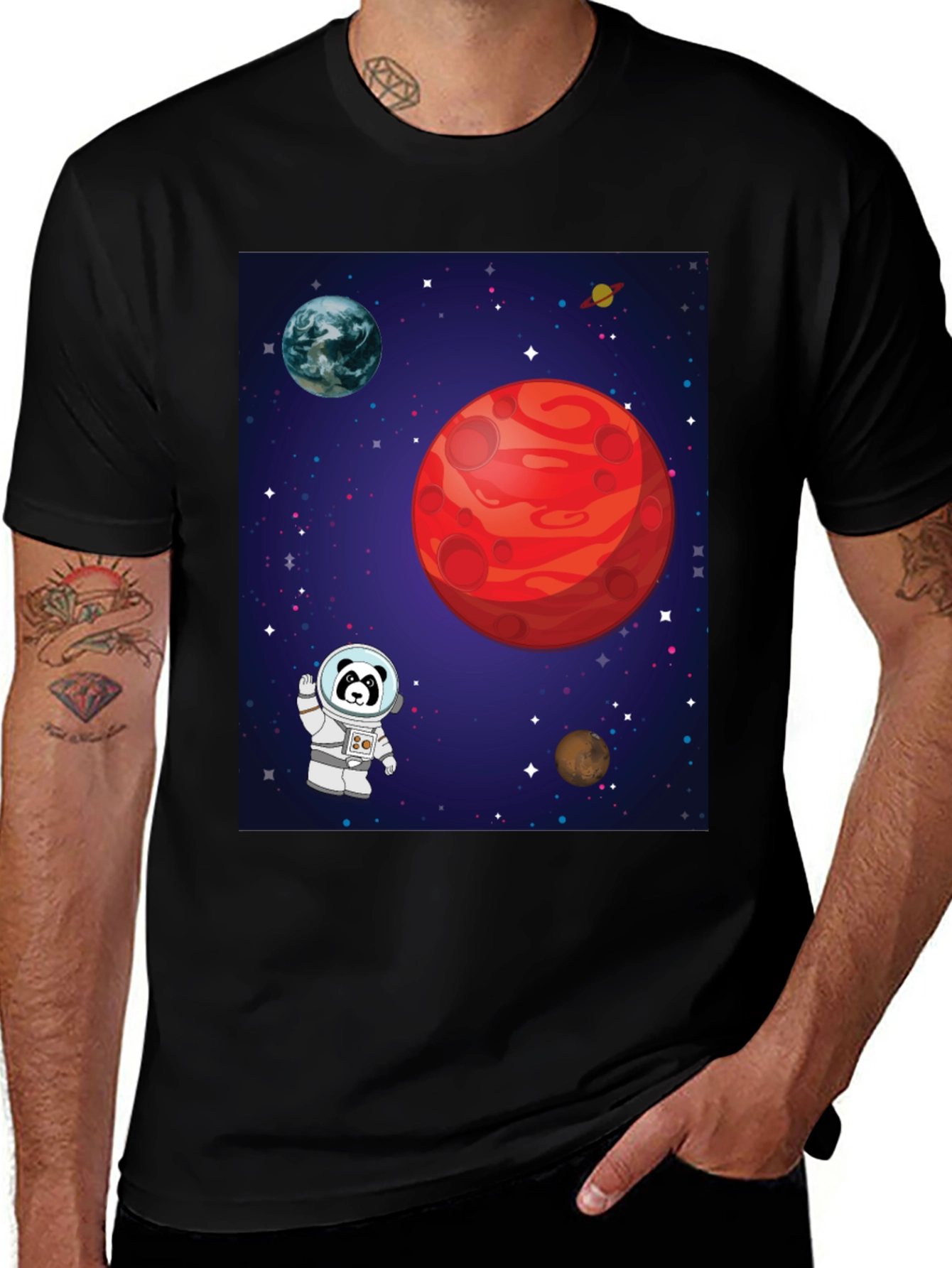 Variant 2 of Panda Astronaut Galaxy T-Shirt