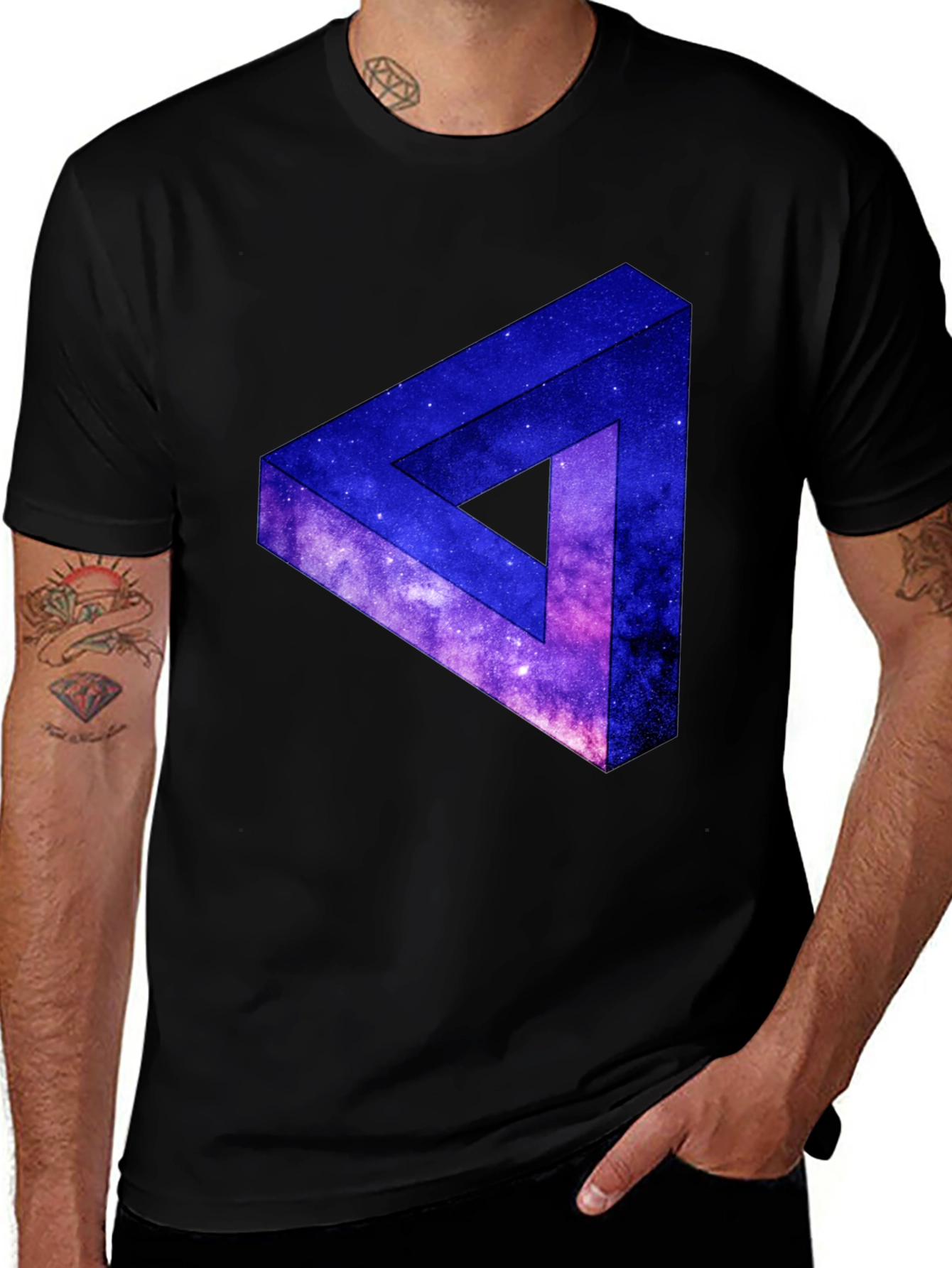 Variant 18 of Galaxy Triangle Graphic Men's Black T-Shirt