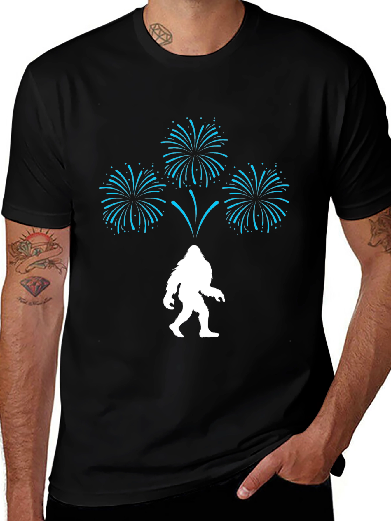Black Bigfoot Fireworks Graphic Tee - Black main image