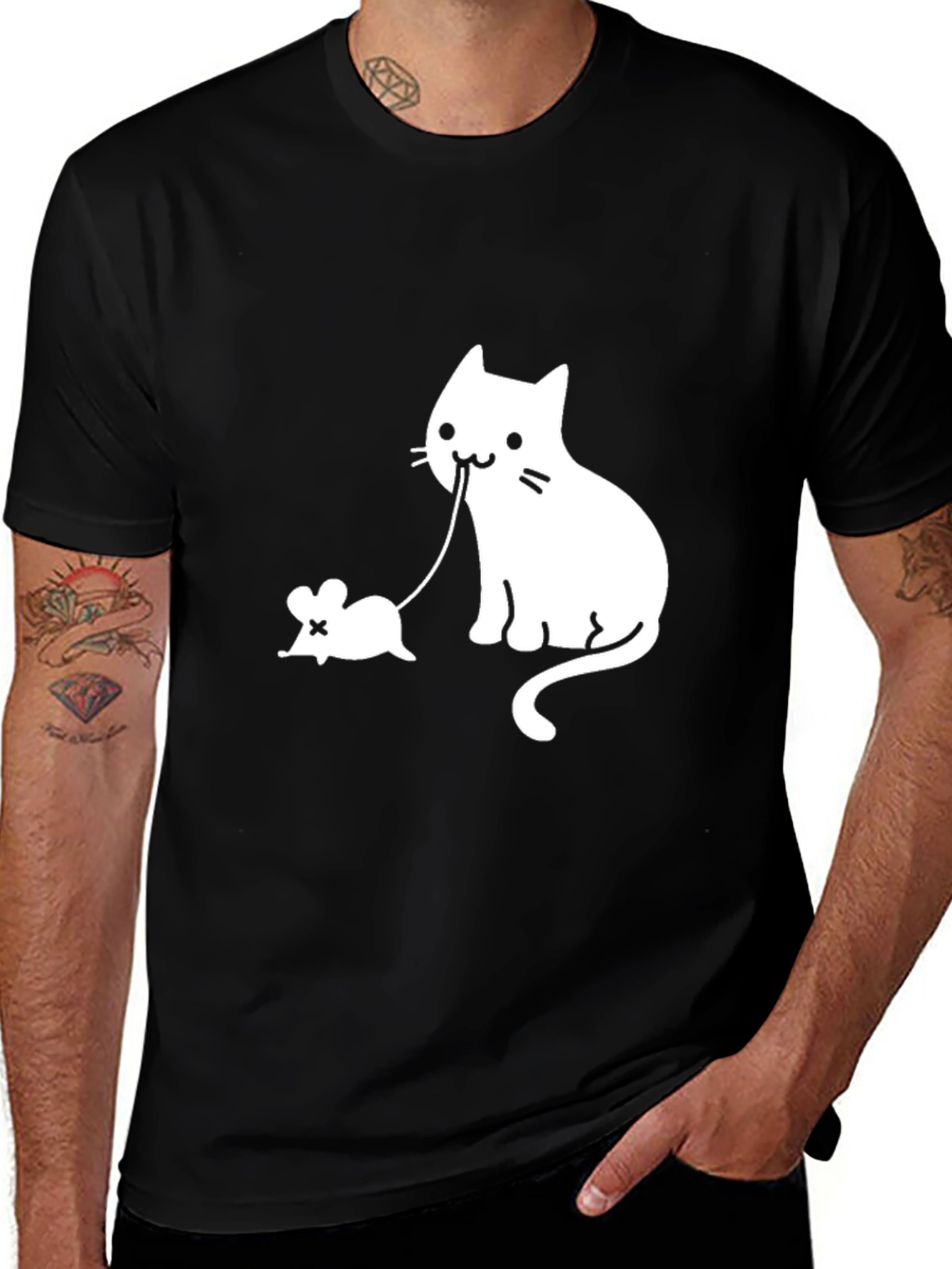 Variant 29 of Cat and Mouse Graphic Tee - Unisex Black T-Shirt