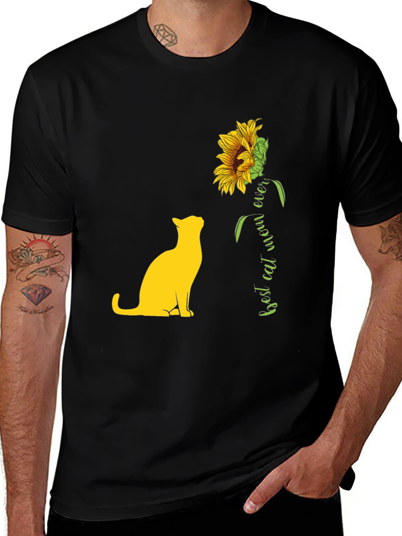 Variant 16 of Best Cat Mum Ever T-Shirt Sunflower Cute Pet