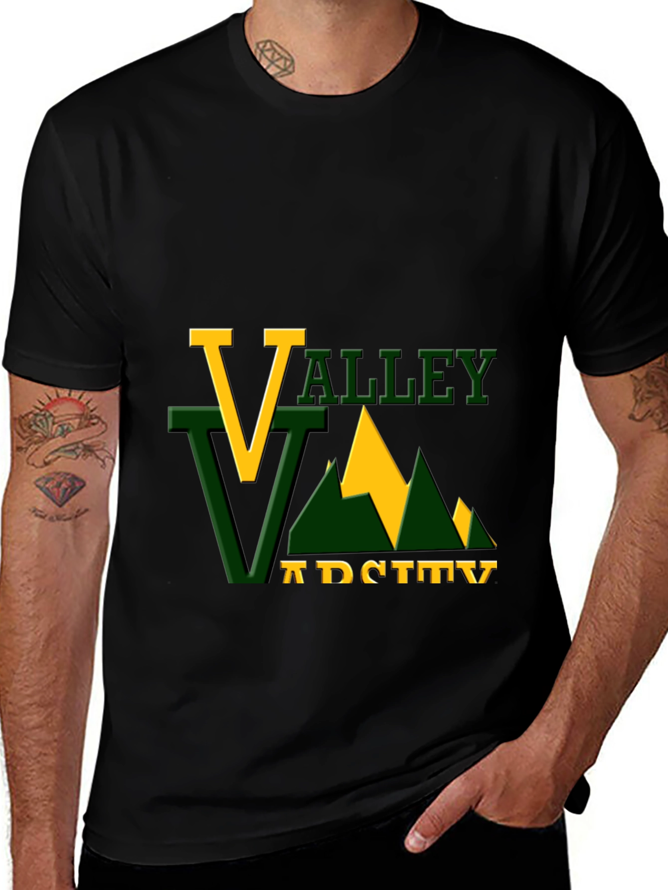 Variant 12 of Valley Academy T-Shirt - Black Crew Neck Tee
