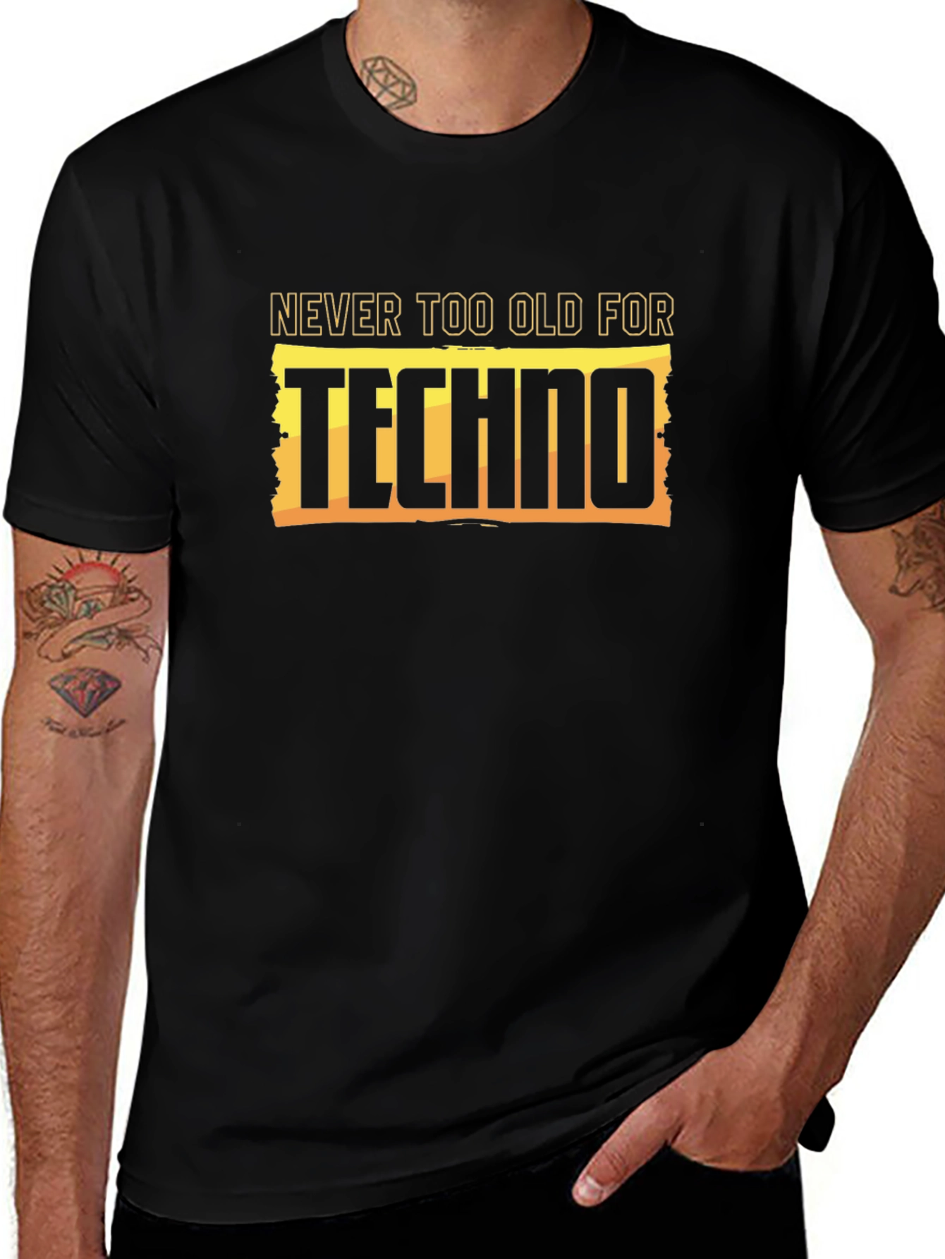 Variant 20 of Never Too Old for Techno Black T-Shirt