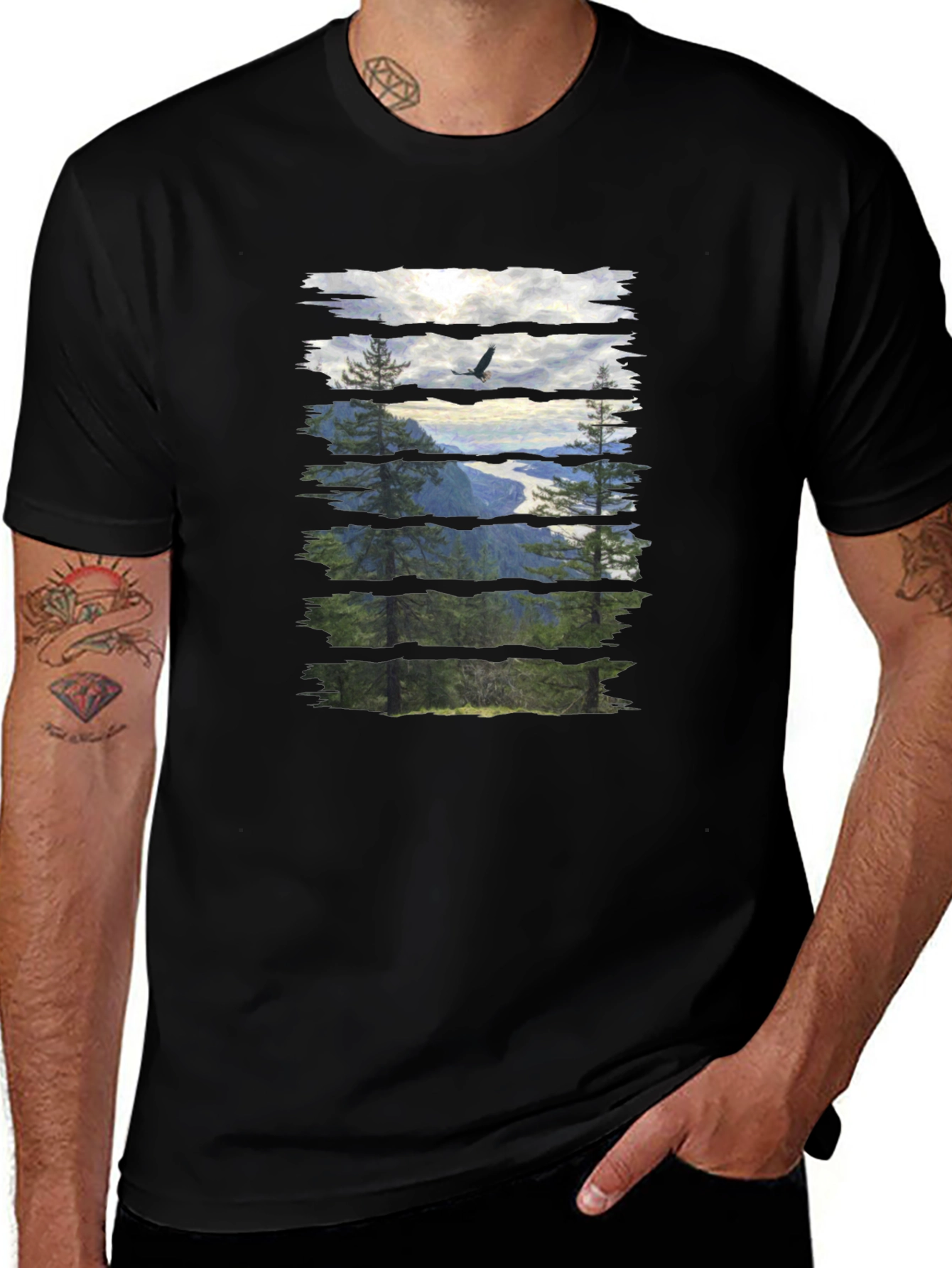 Variant 15 of Nature View Graphic Tee - Black Cotton T-Shirt