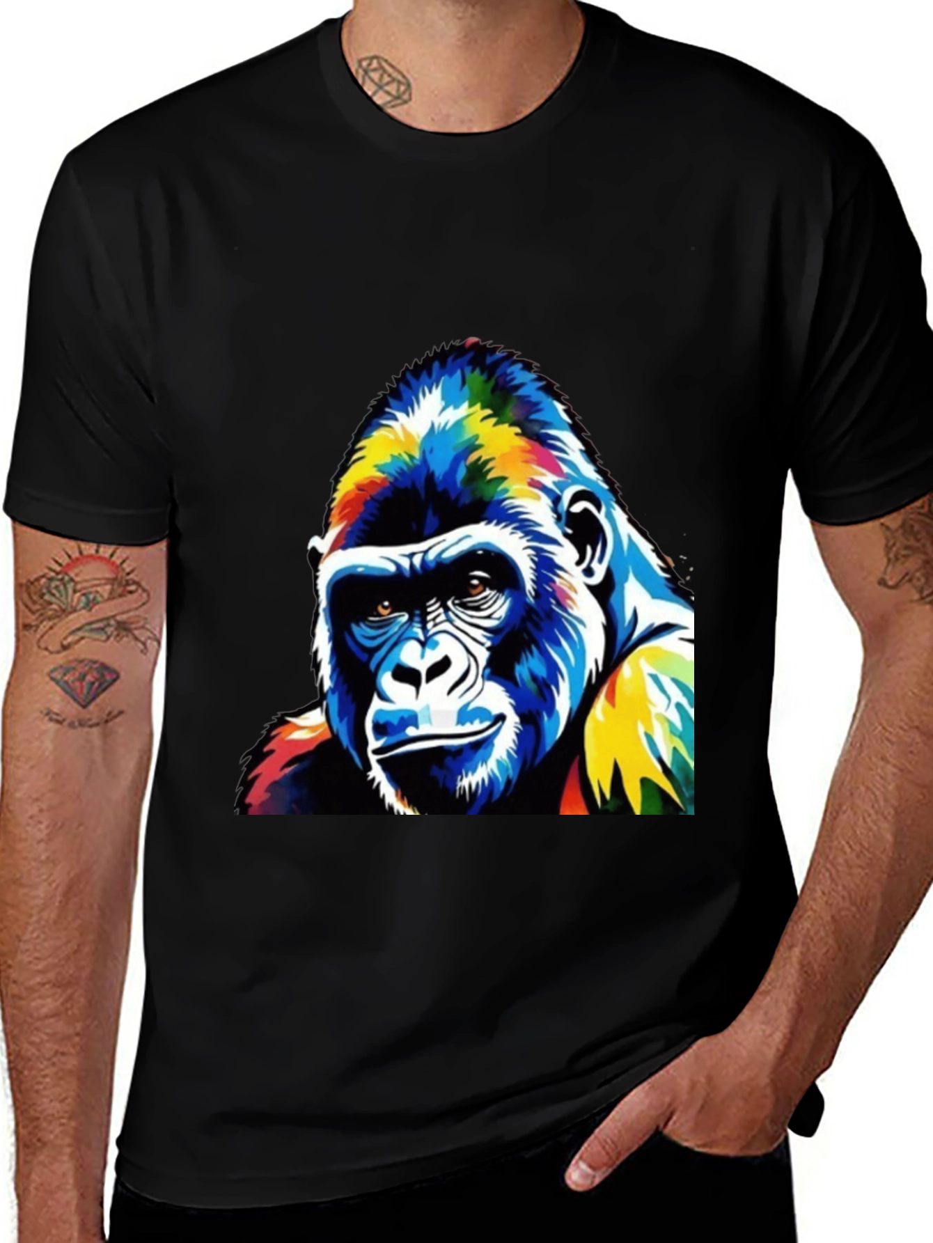 Variant 8 of Colorful Gorilla Graphic T-Shirt - Bold Animal Tee