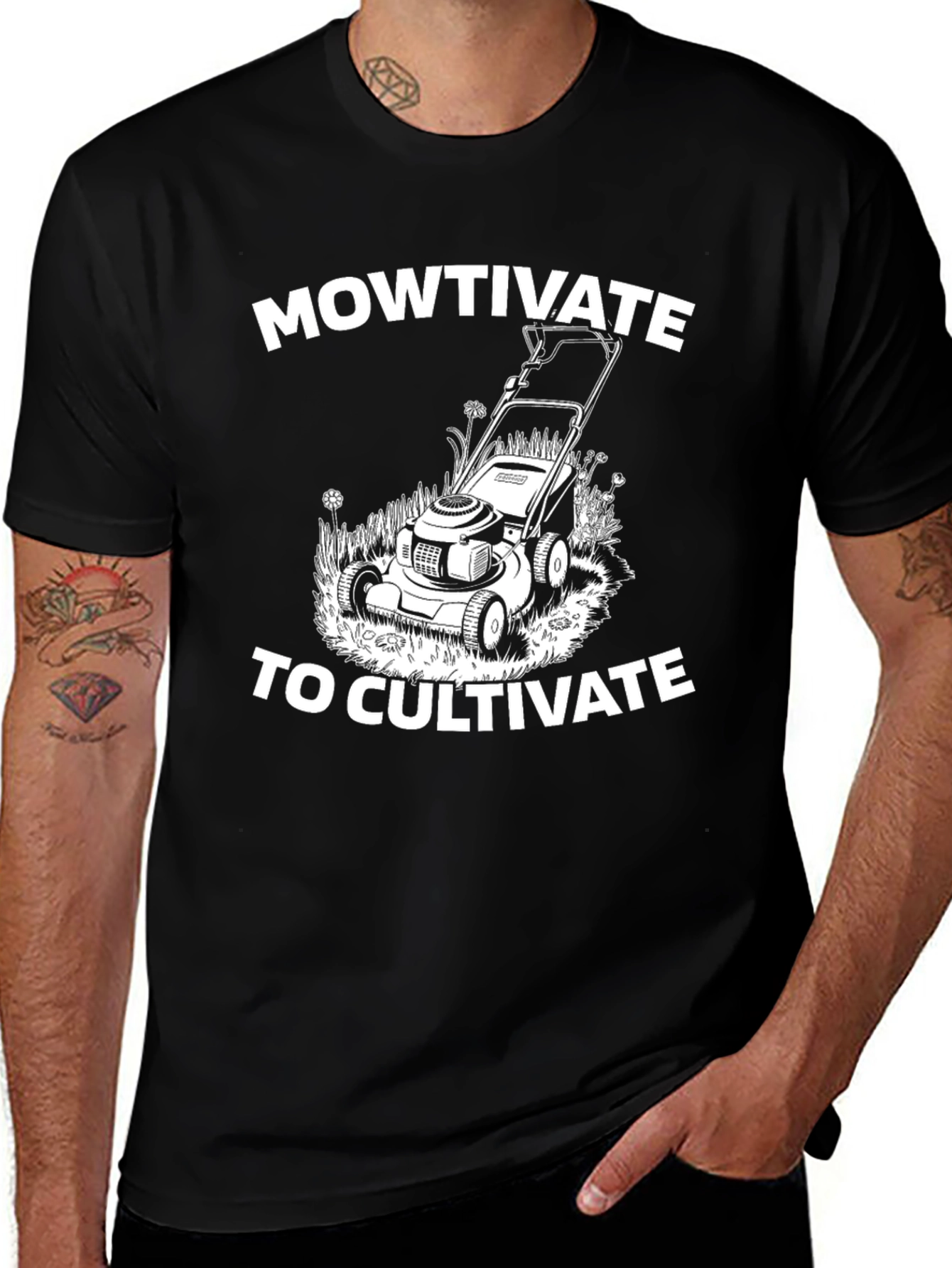 Variant 16 of Mowtivate to Cultivate Black T-Shirt