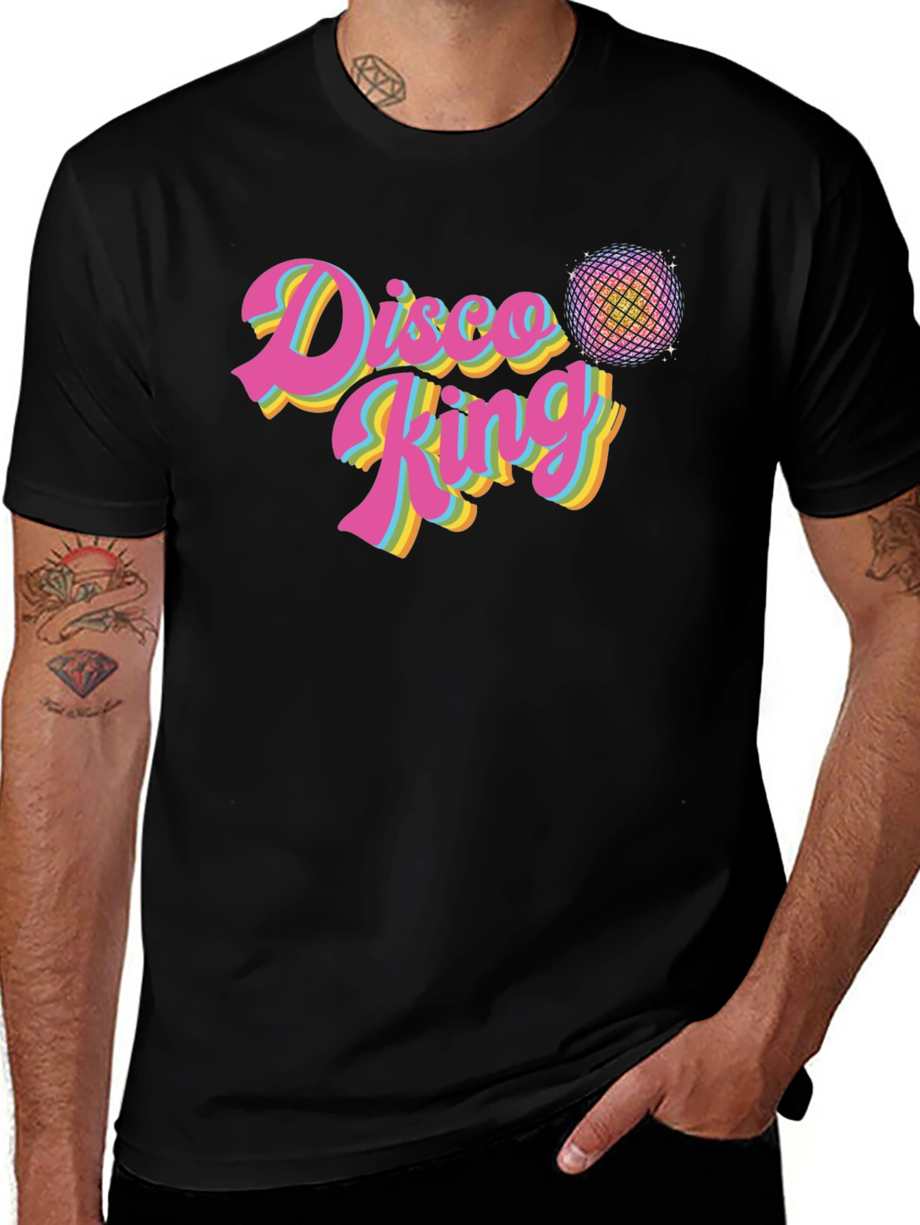 Variant 16 of Disco King Retro T-Shirt - Black Cotton Tee