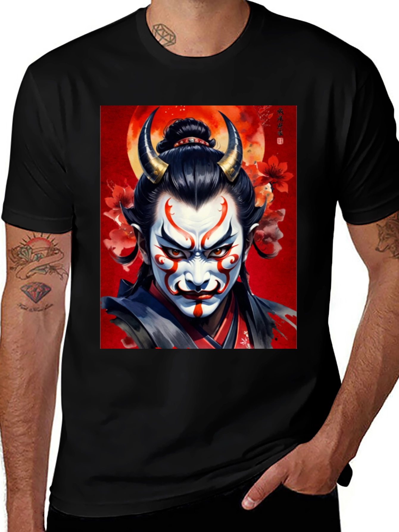 Oni Mask T-Shirt: Japanese Demon Design