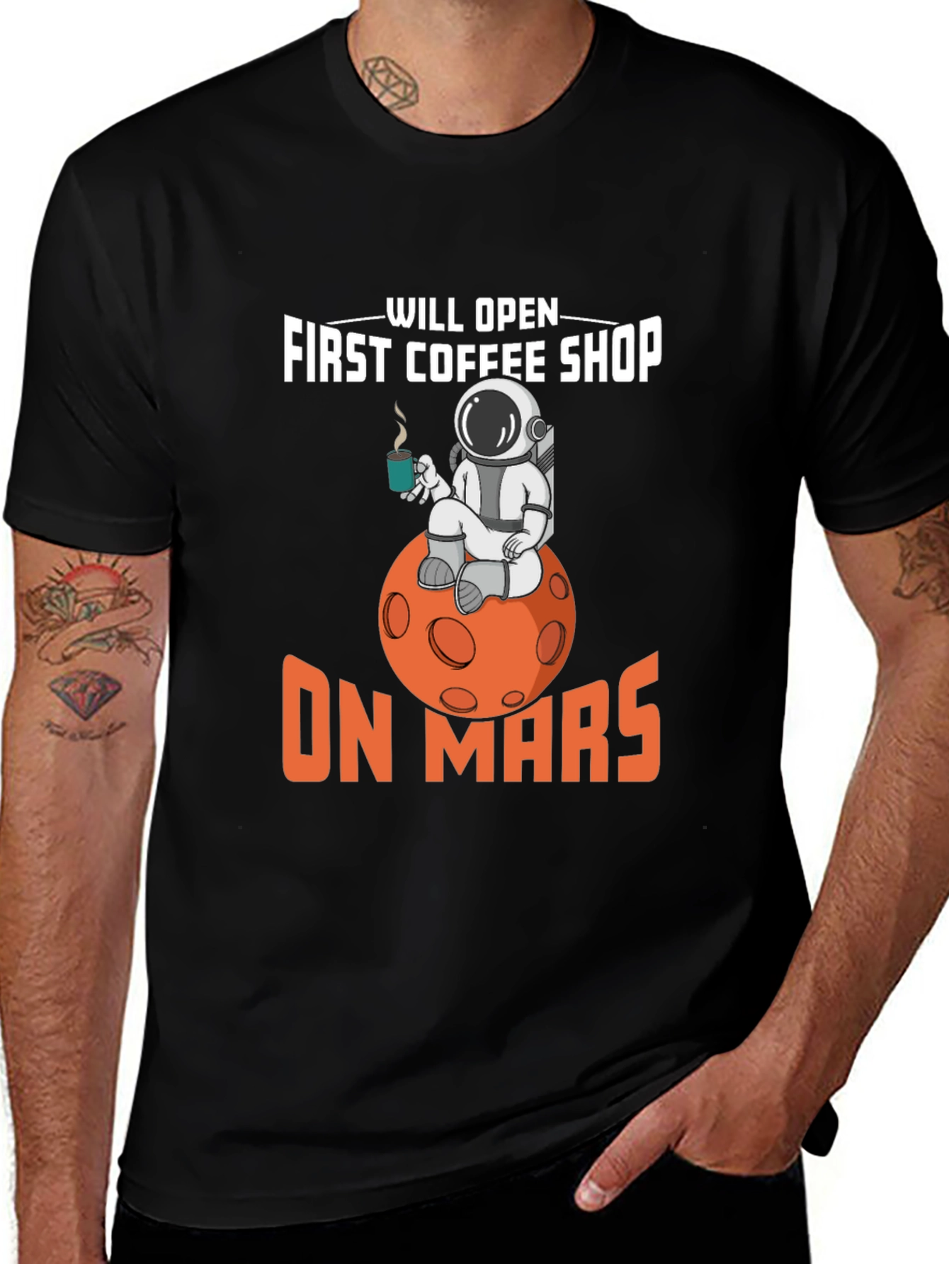 First Coffee Shop On Mars T-Shirt