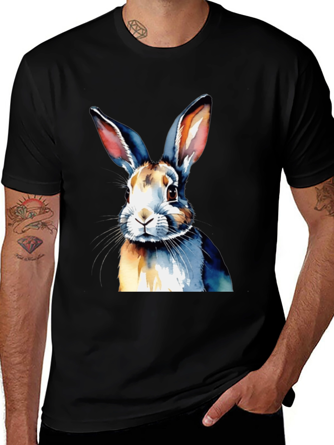 Variant 27 of Watercolor Rabbit Graphic T-Shirt