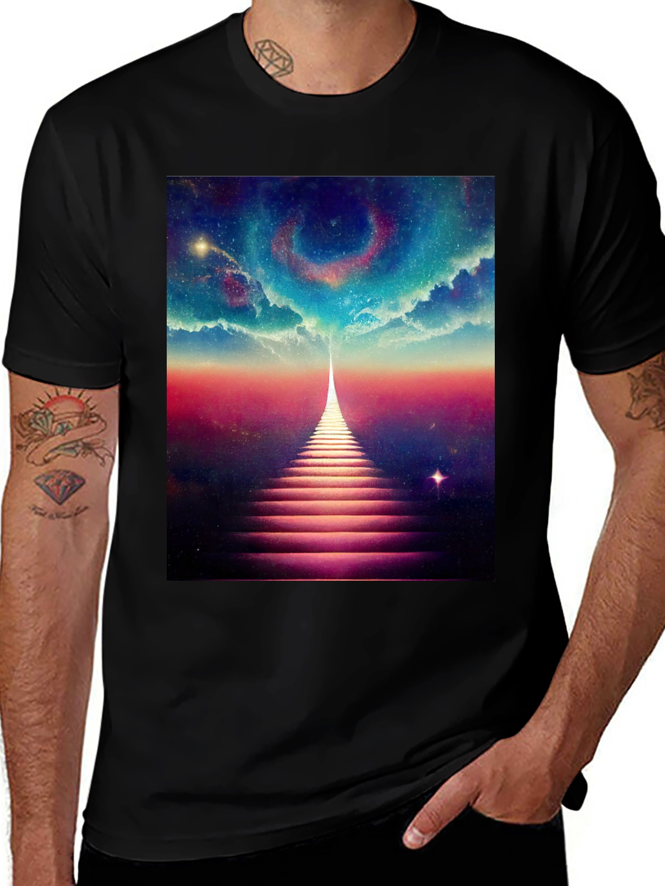 Variant 20 of Cosmic Stairway Black T-Shirt