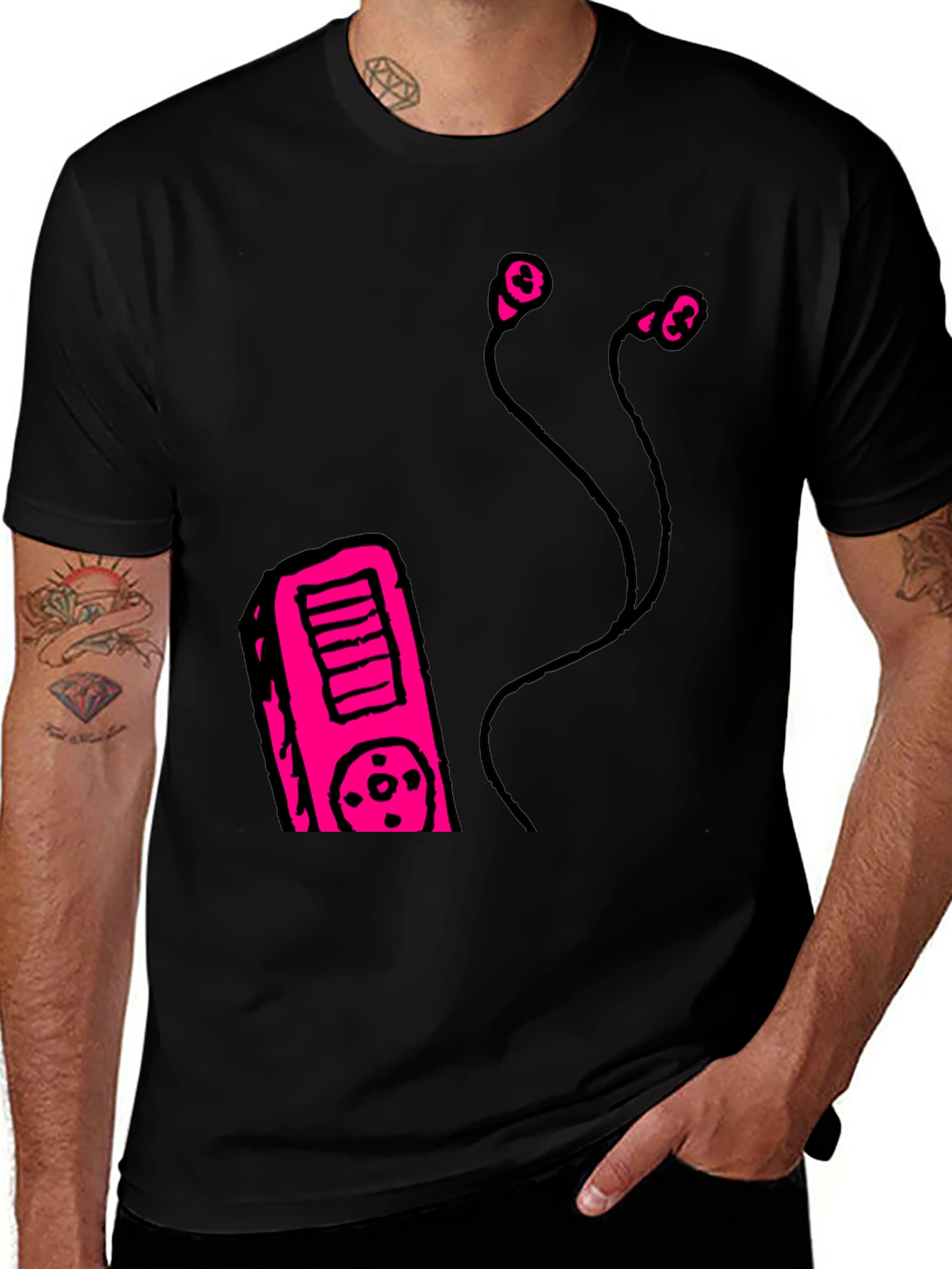 Variant 30 of Retro Music Player Graphic Tee - Black