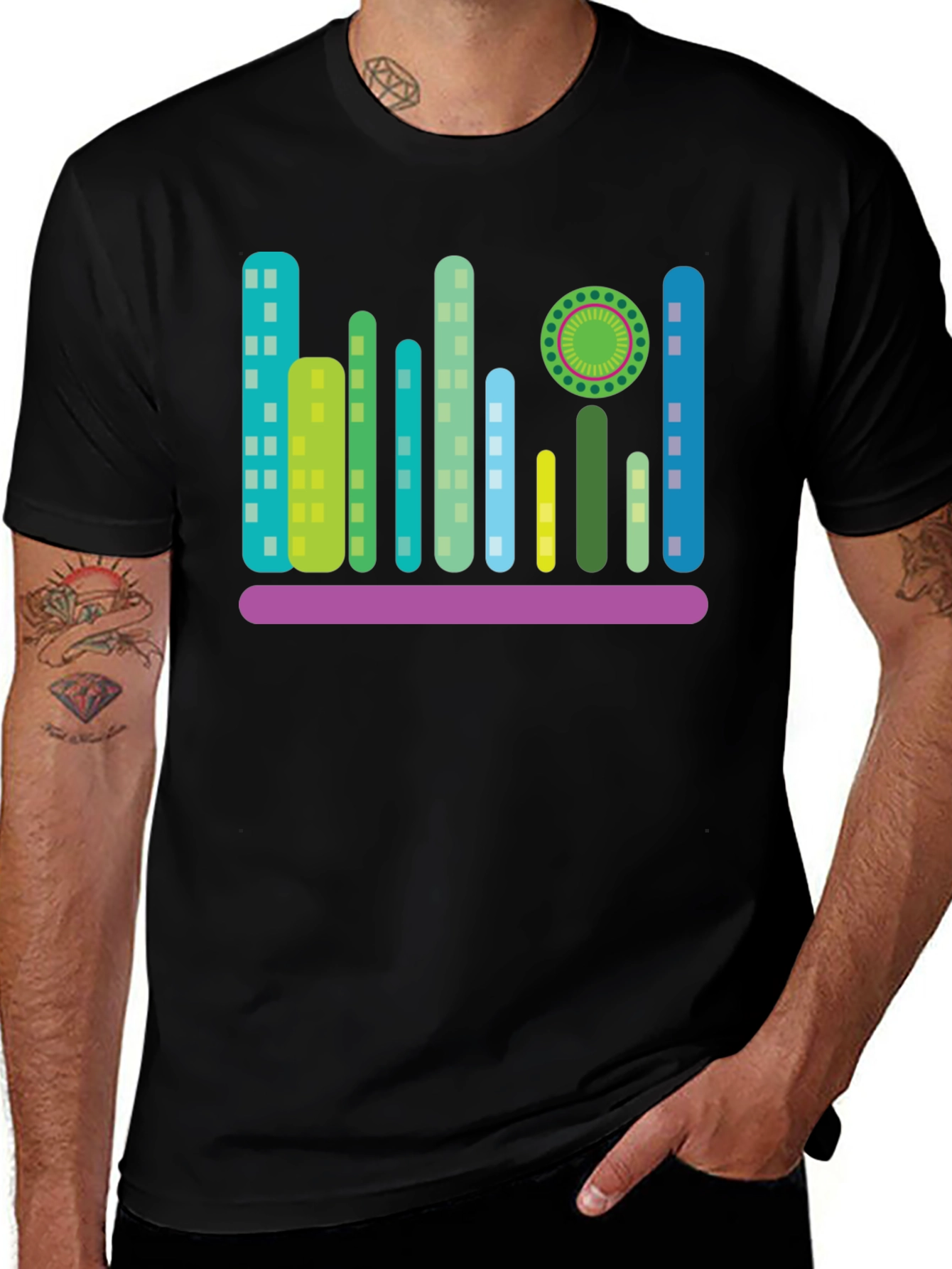 Variant 26 of Modern Cityscape Graphic T-Shirt - Black