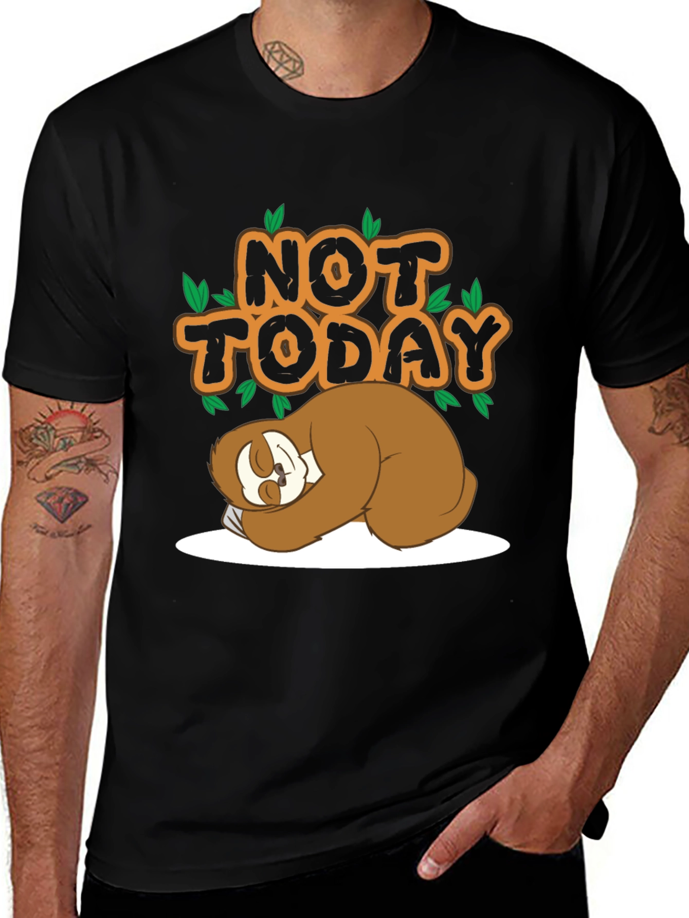 Variant 5 of Funny Sloth Not Today Black T-Shirt