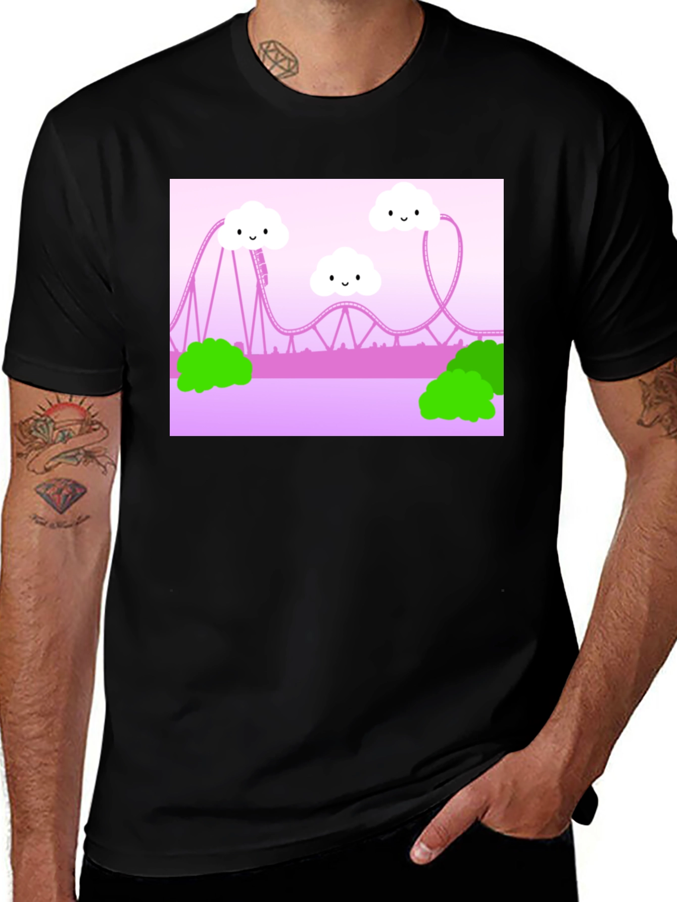 Variant 27 of Cute Kawaii Roller Coaster Graphic Tee - Unisex