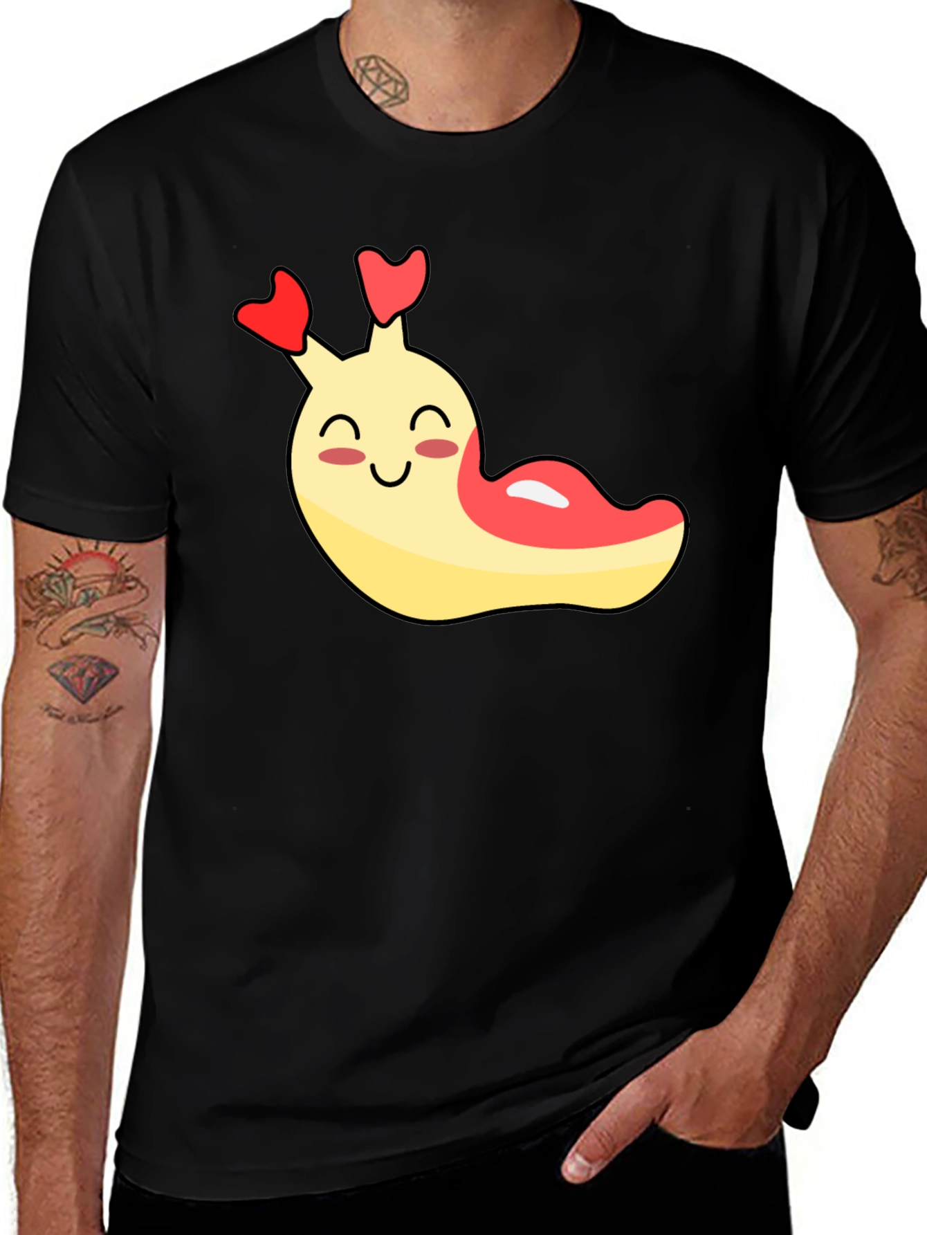 Variant 24 of Cute Cartoon Slug Graphic Black T-Shirt