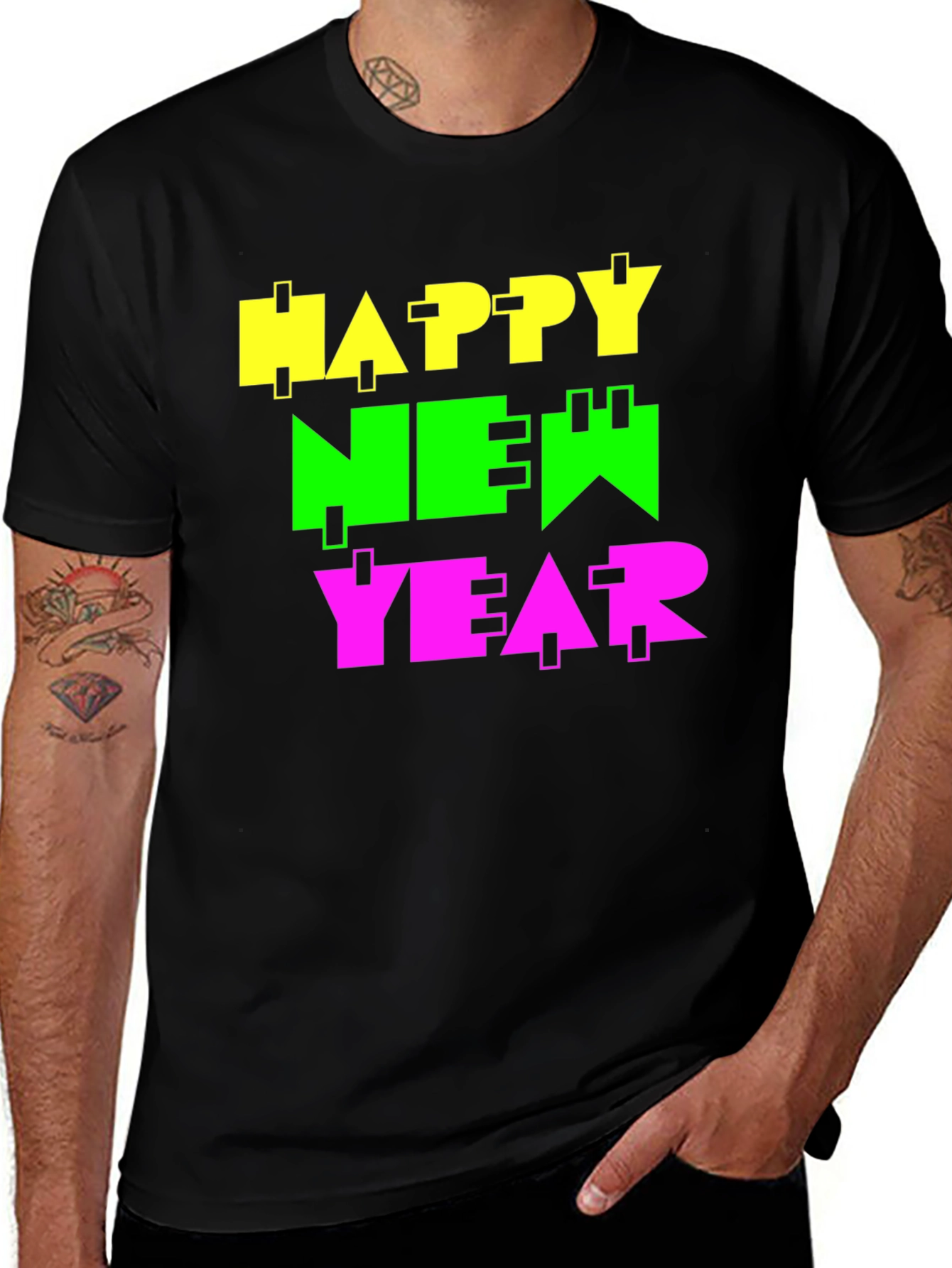 Variant 9 of Happy New Year Graphic Tee - Black