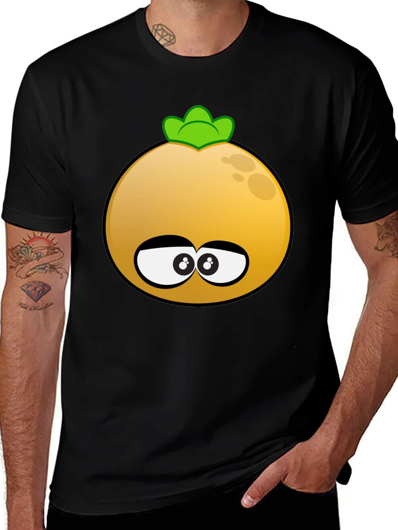 Variant 24 of Funny Cartoon Fruit Graphic Black T-Shirt