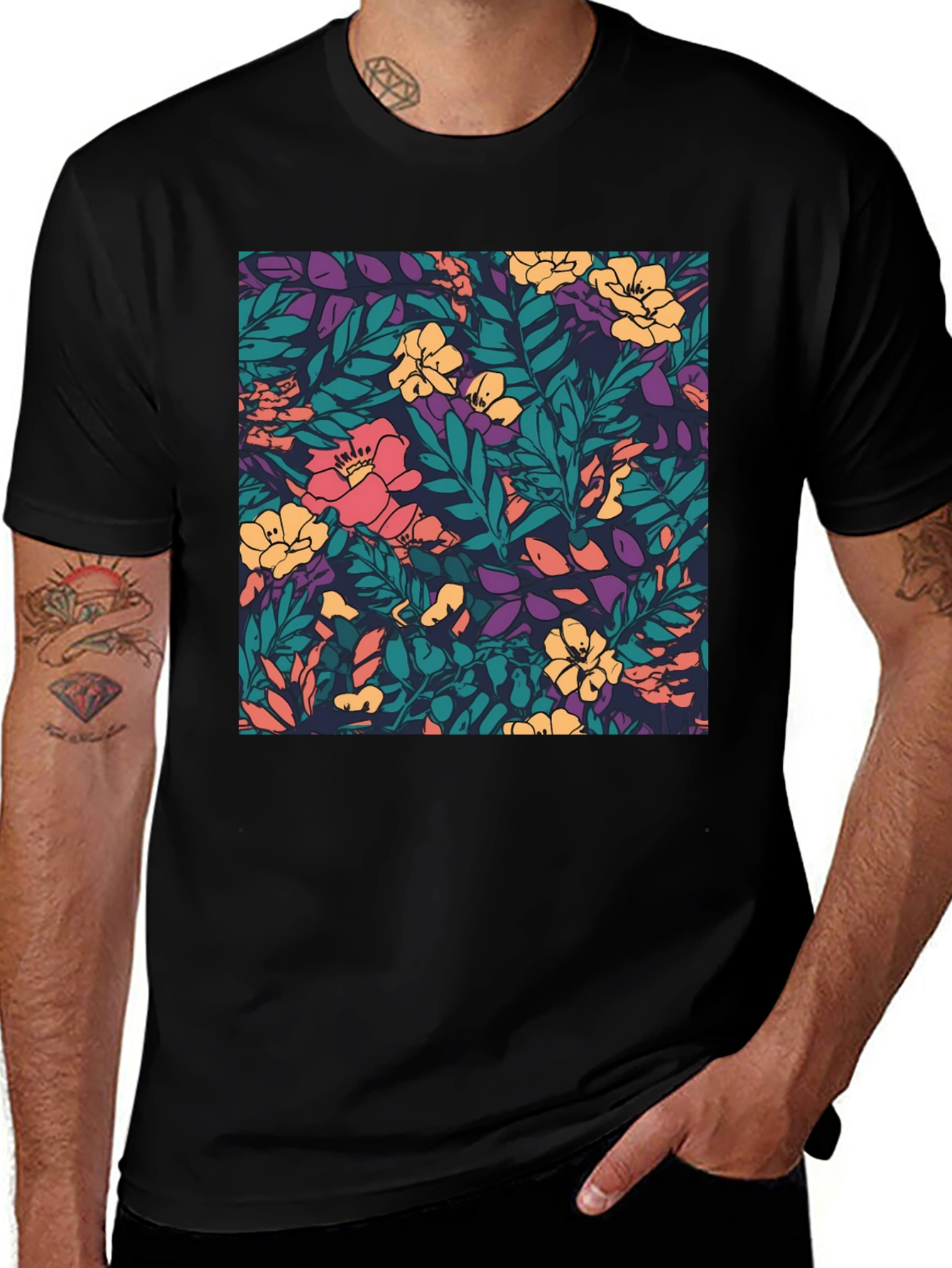 Variant 6 of Floral Print Crew Neck T-Shirt