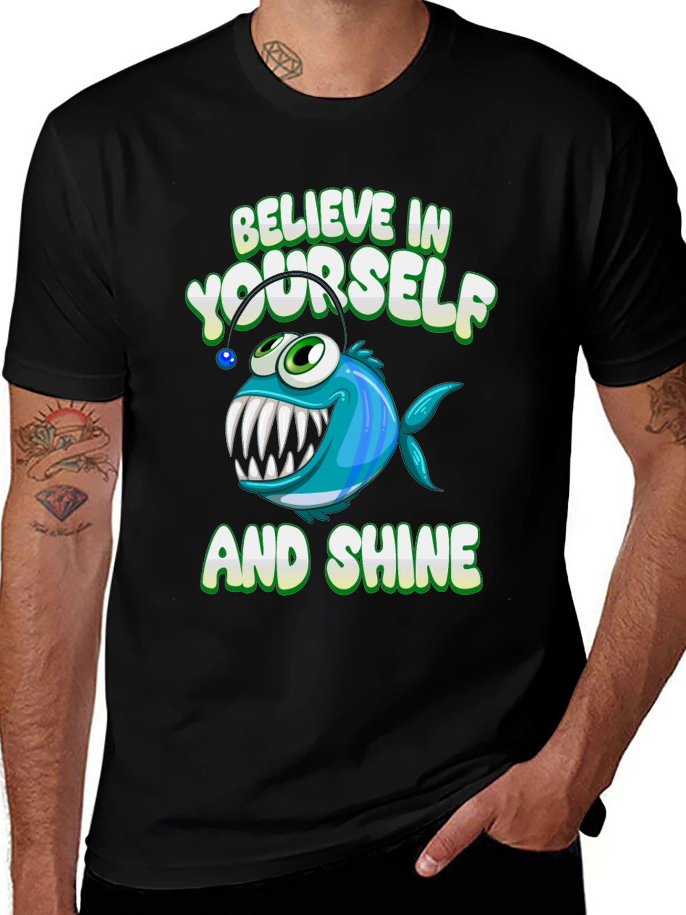 Believe In Yourself T-Shirt Angler Fish Graphic
