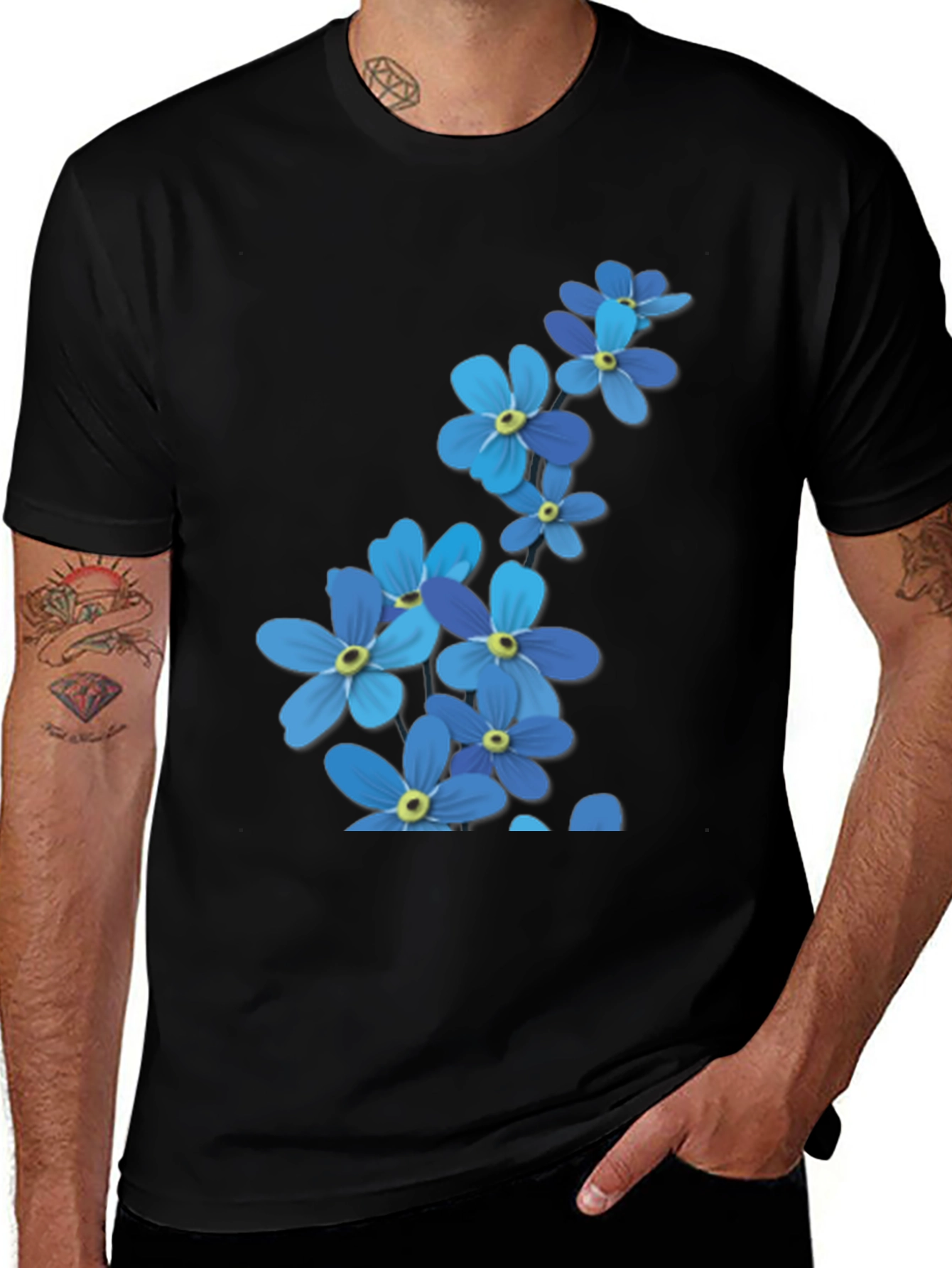 Variant 17 of Blue Forget-Me-Not Floral Graphic T-Shirt