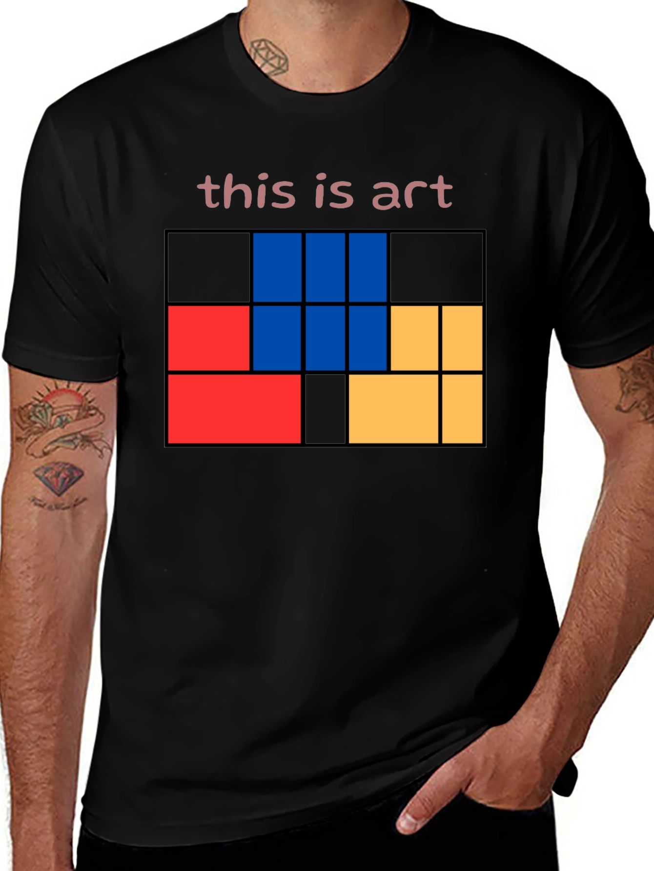 Variant 30 of Modern Art Graphic Tee - Mondrian Inspired Design