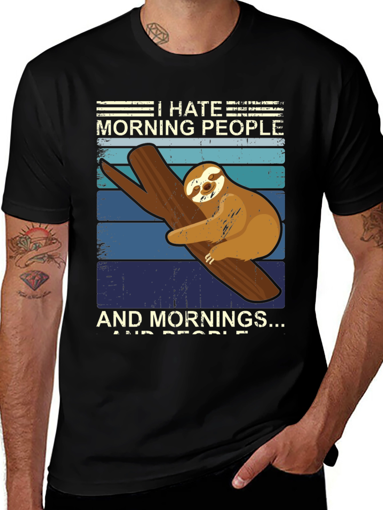 Variant 29 of I Hate Morning People Sloth Graphic Tee
