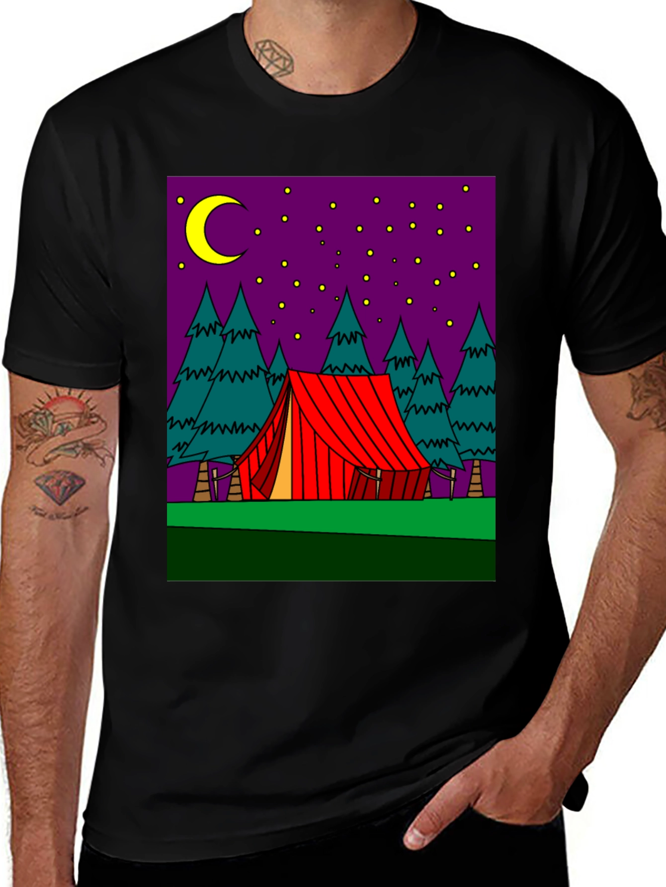 Variant 16 of Camping Tent Under Moon Graphic Tee
