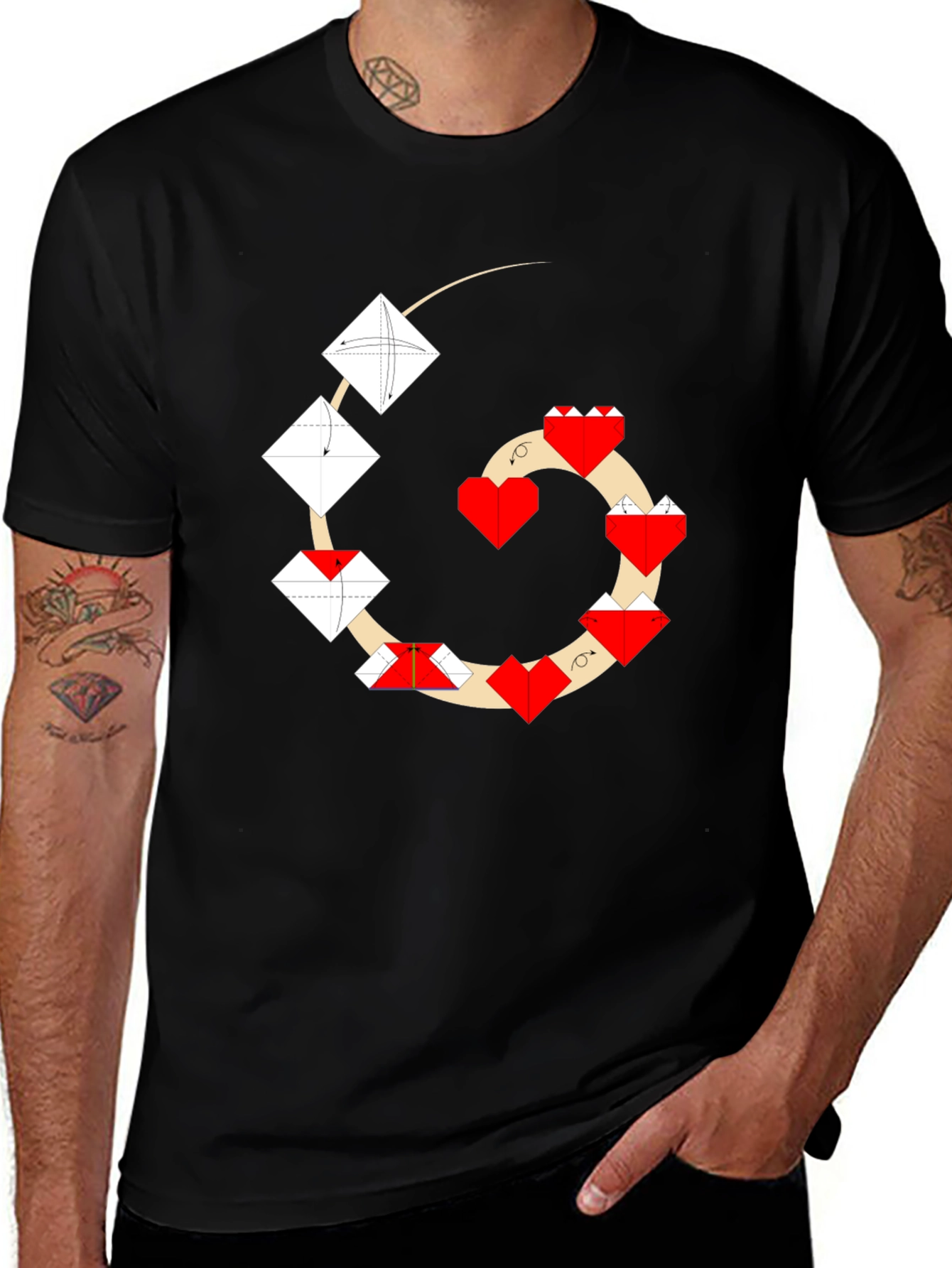 Variant 19 of Origami Heart T-Shirt - Unique Geometric Design