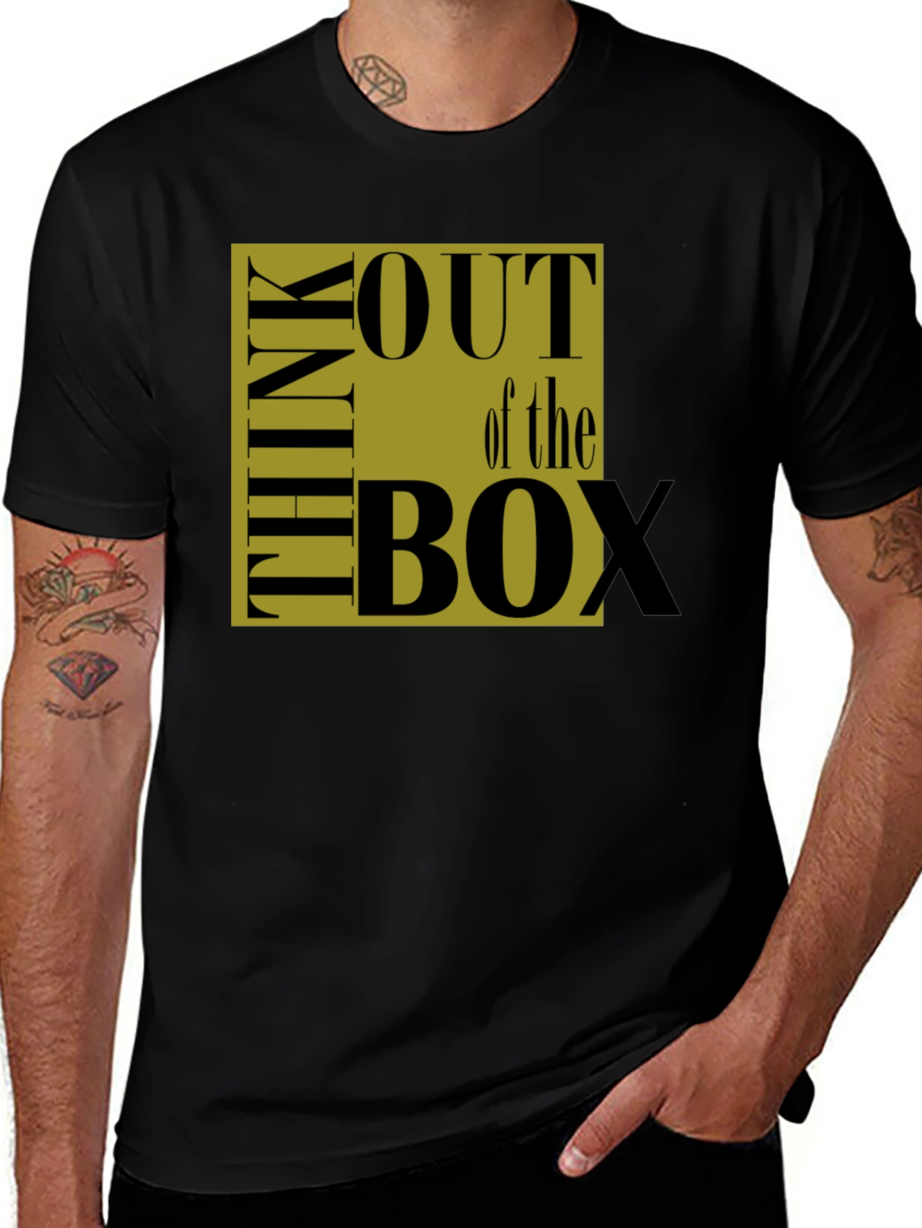 Variant 14 of Think Out of the Box Graphic Tee - Black