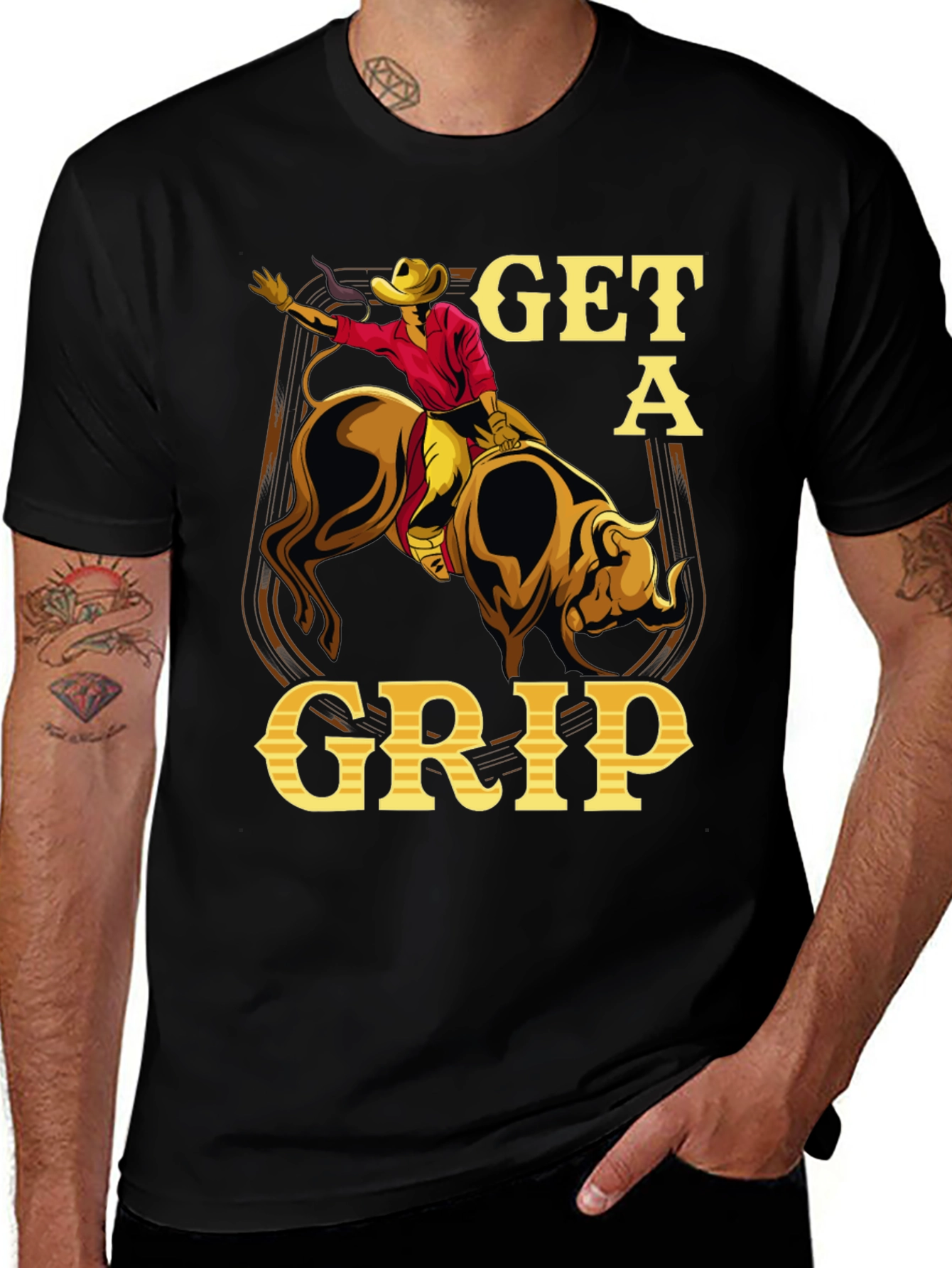 Variant 4 of Get A Grip Bull Riding Graphic Tee