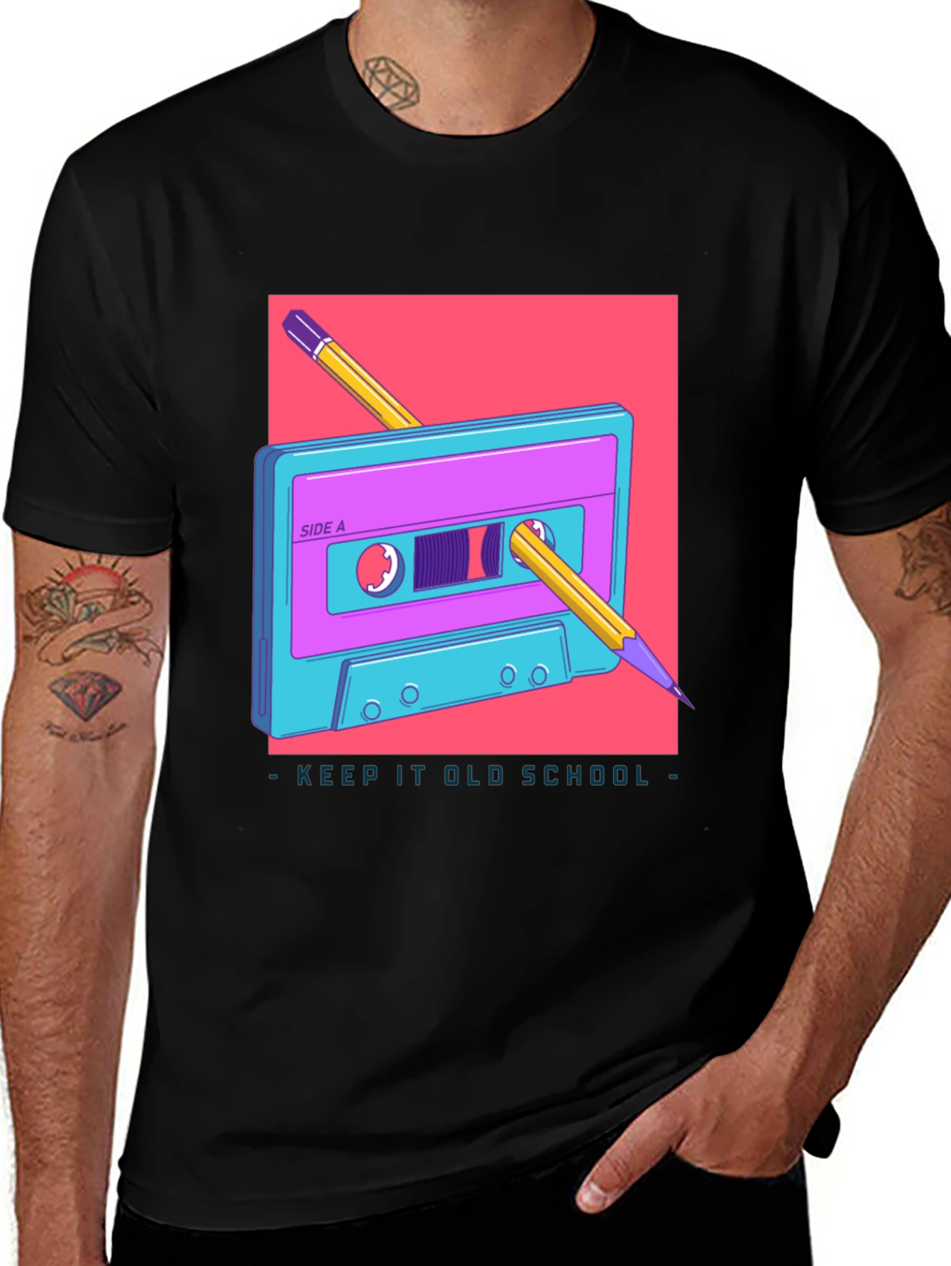 Variant 10 of Retro Cassette Tape Pencil T-Shirt - Keep It Old School