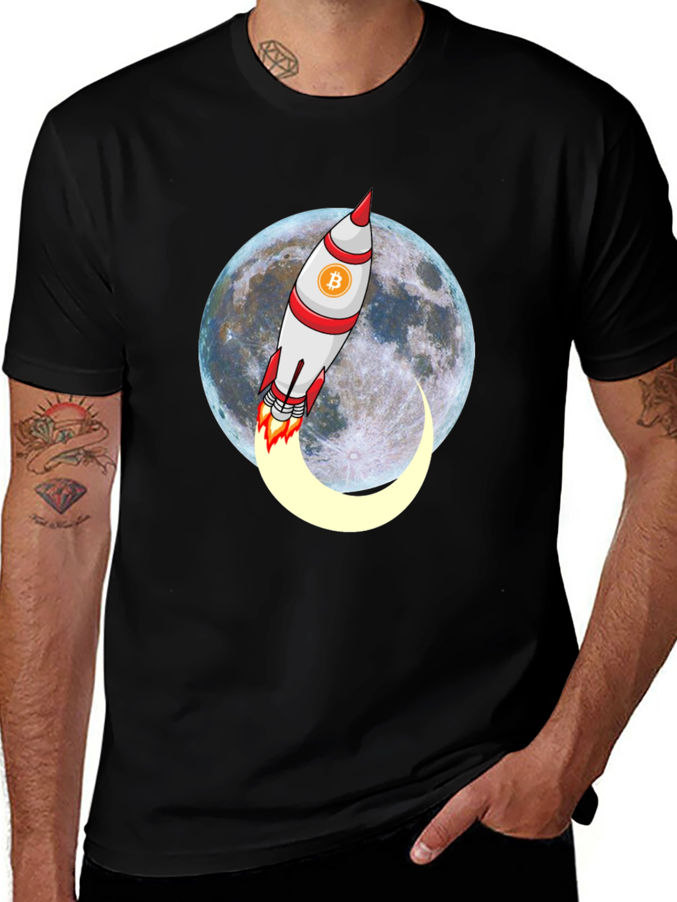 Variant 14 of Bitcoin Rocket to the Moon T-Shirt - Crypto HODL