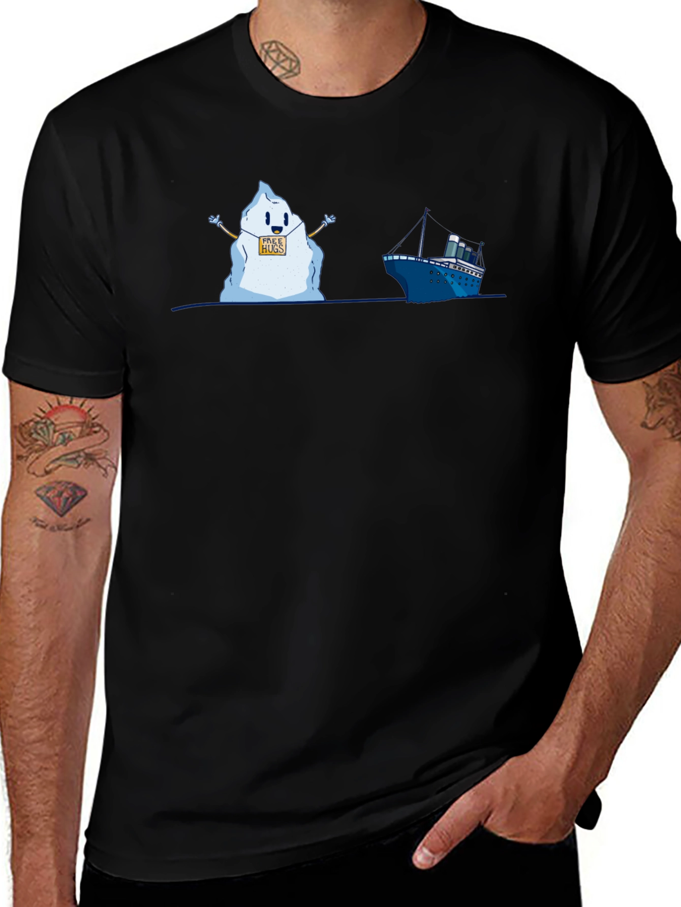 Variant 28 of Titanic Iceberg Free Hugs Humor T-Shirt