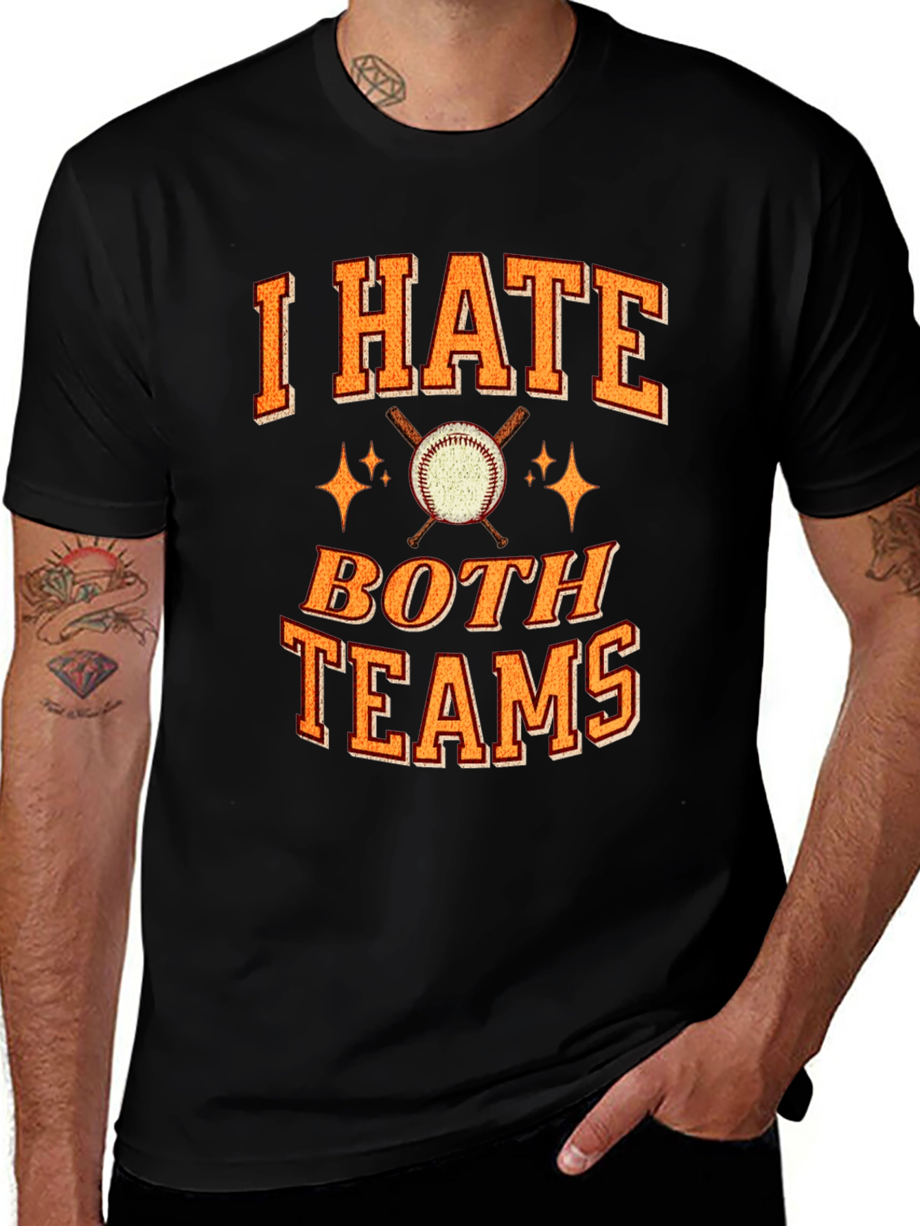 Variant 3 of I Hate Both Teams Baseball Graphic T-Shirt