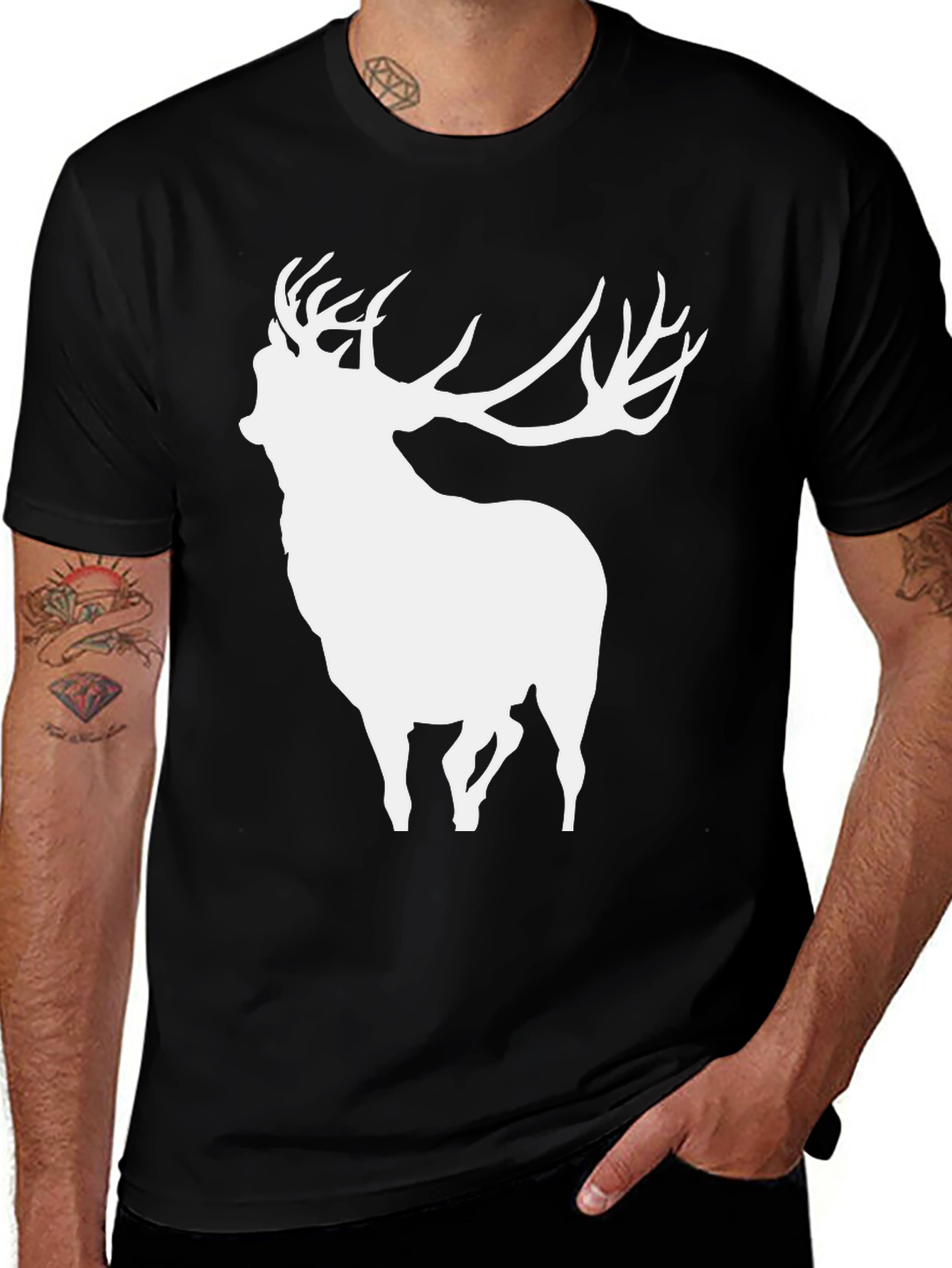 Variant 4 of Deer Silhouette Black T-Shirt