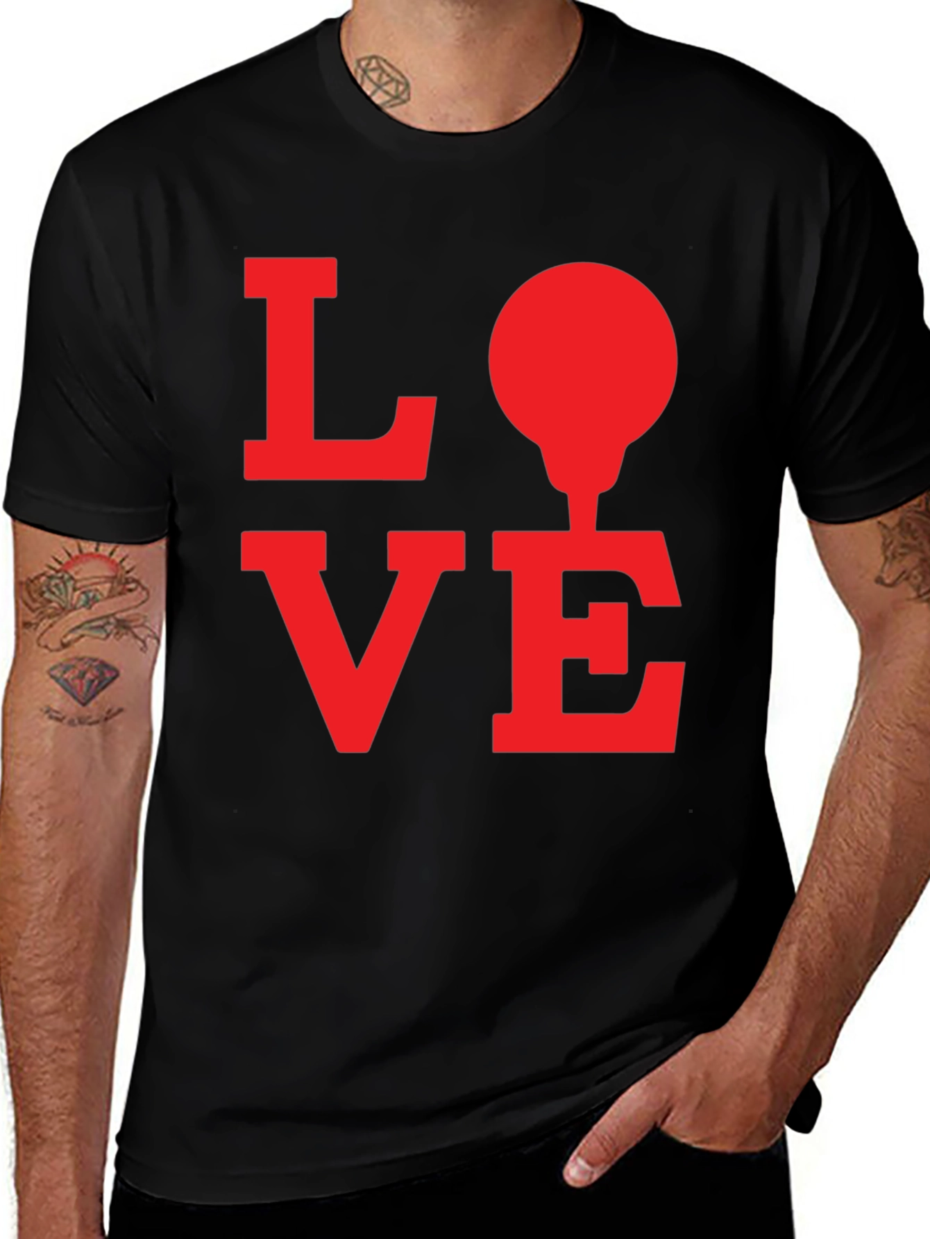 Variant 2 of Golf Love Graphic Tee - Red Design on Black Shirt