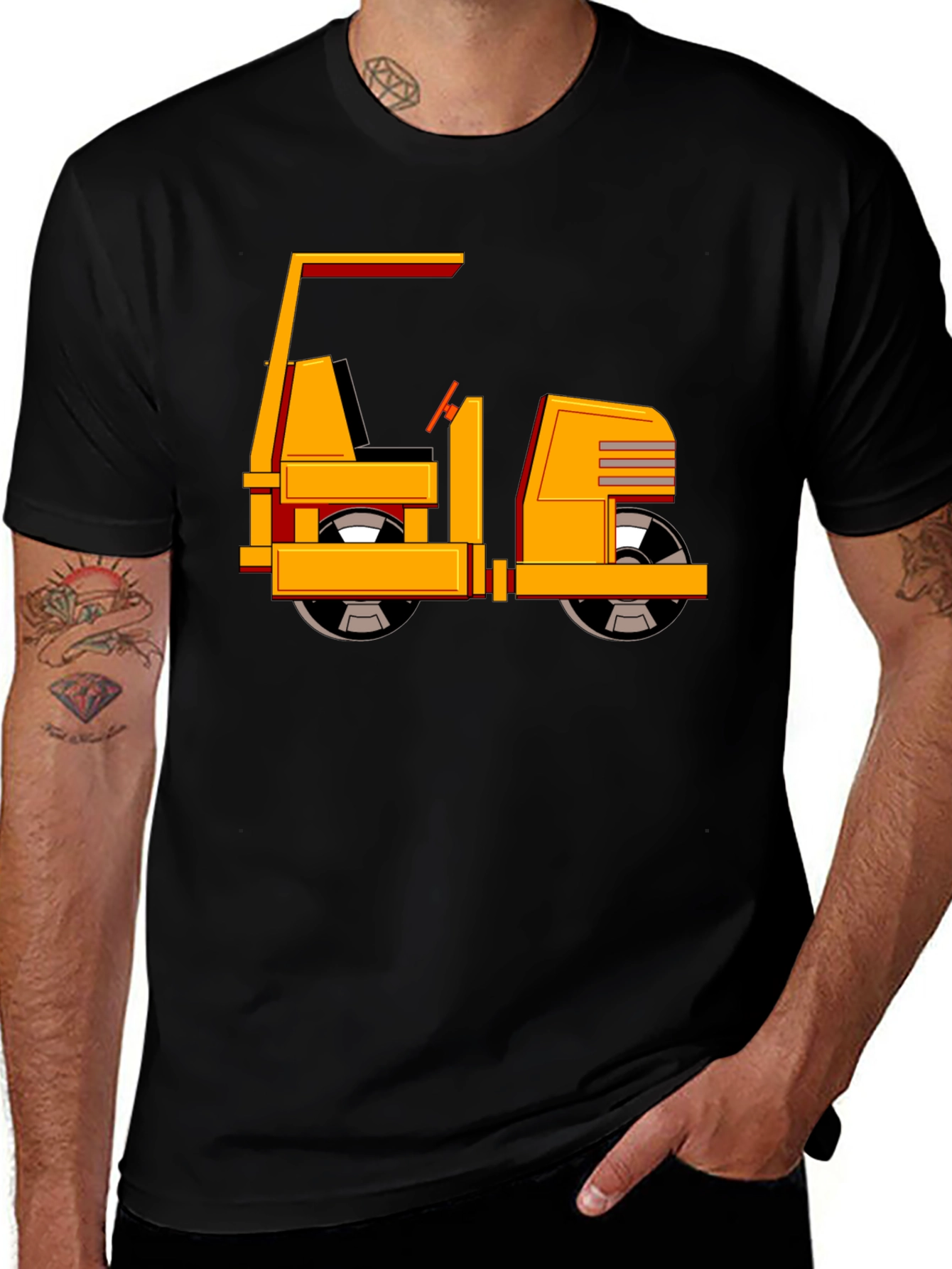 Variant 24 of Road Roller Graphic Tee - Black Cotton T-Shirt