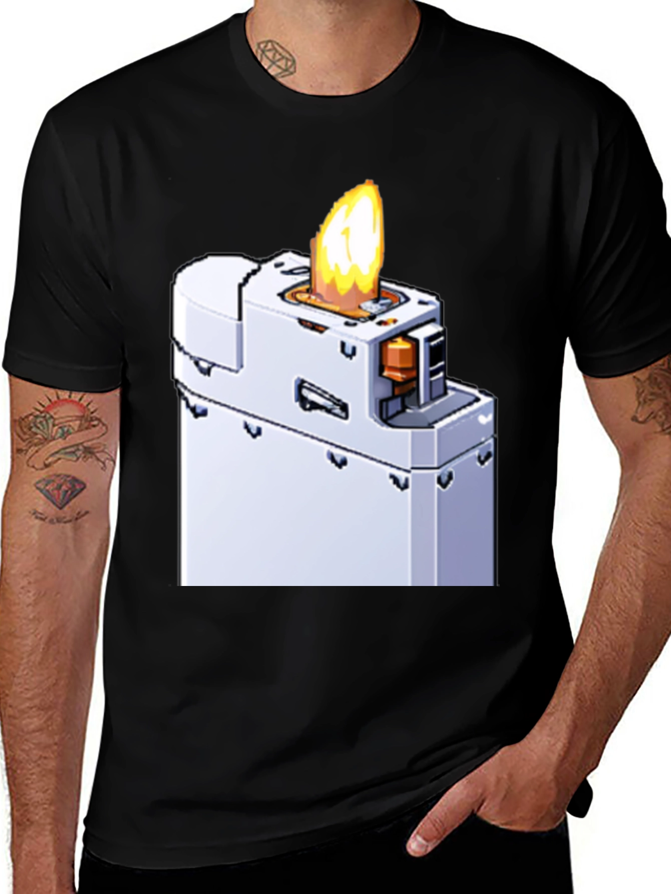 Variant 13 of Pixel Art Lighter Graphic Tee - Retro Cool