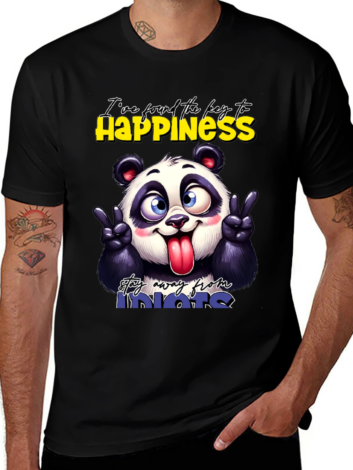 Variant 9 of Funny Panda Graphic T-Shirt - Stay Away From Idiots