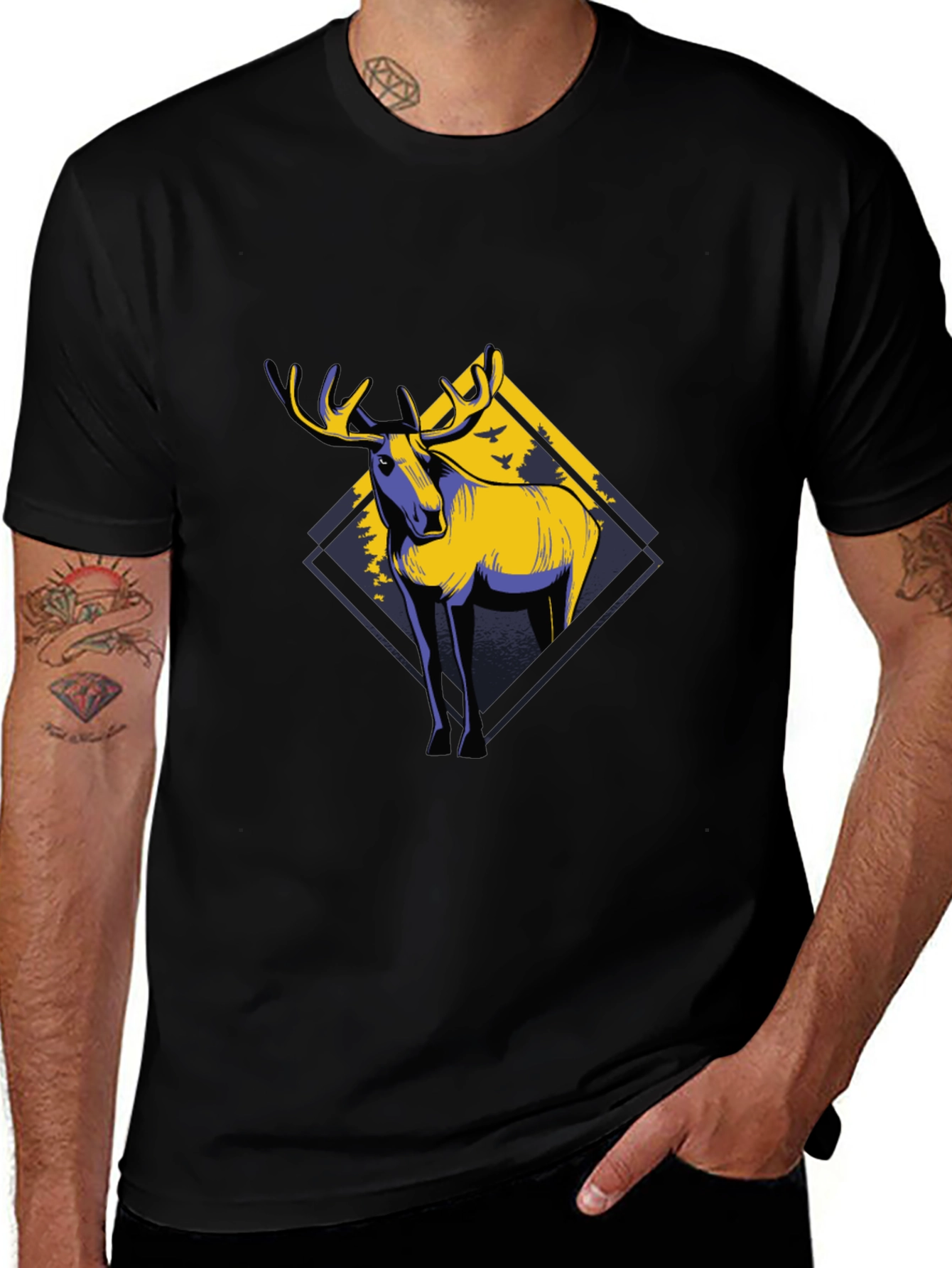 Variant 21 of Moose Graphic Black T-Shirt