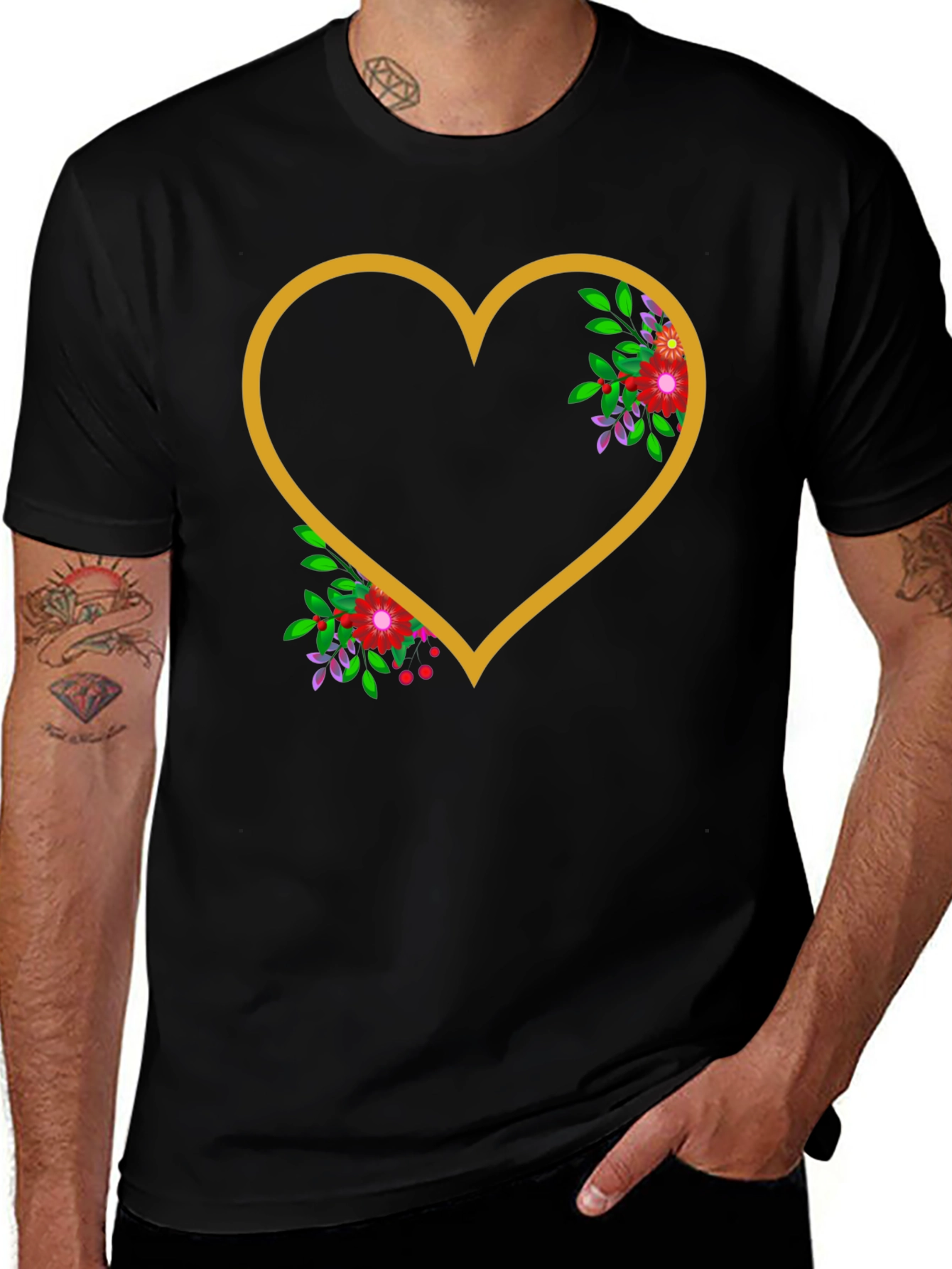 Variant 26 of Floral Heart Graphic Tee - Stylish Comfort