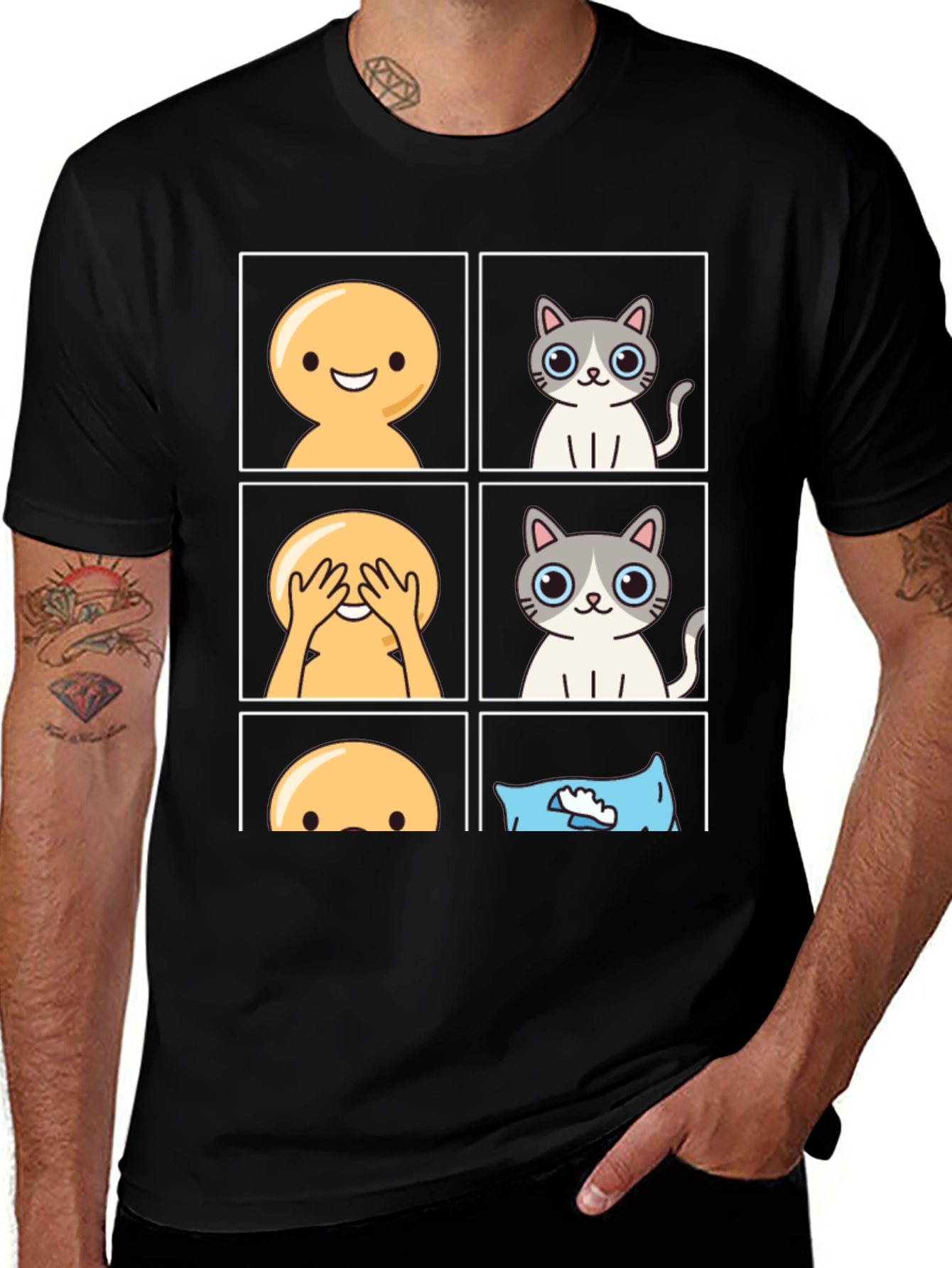 Variant 9 of Peek-a-Boo Emoji Cat T-Shirt