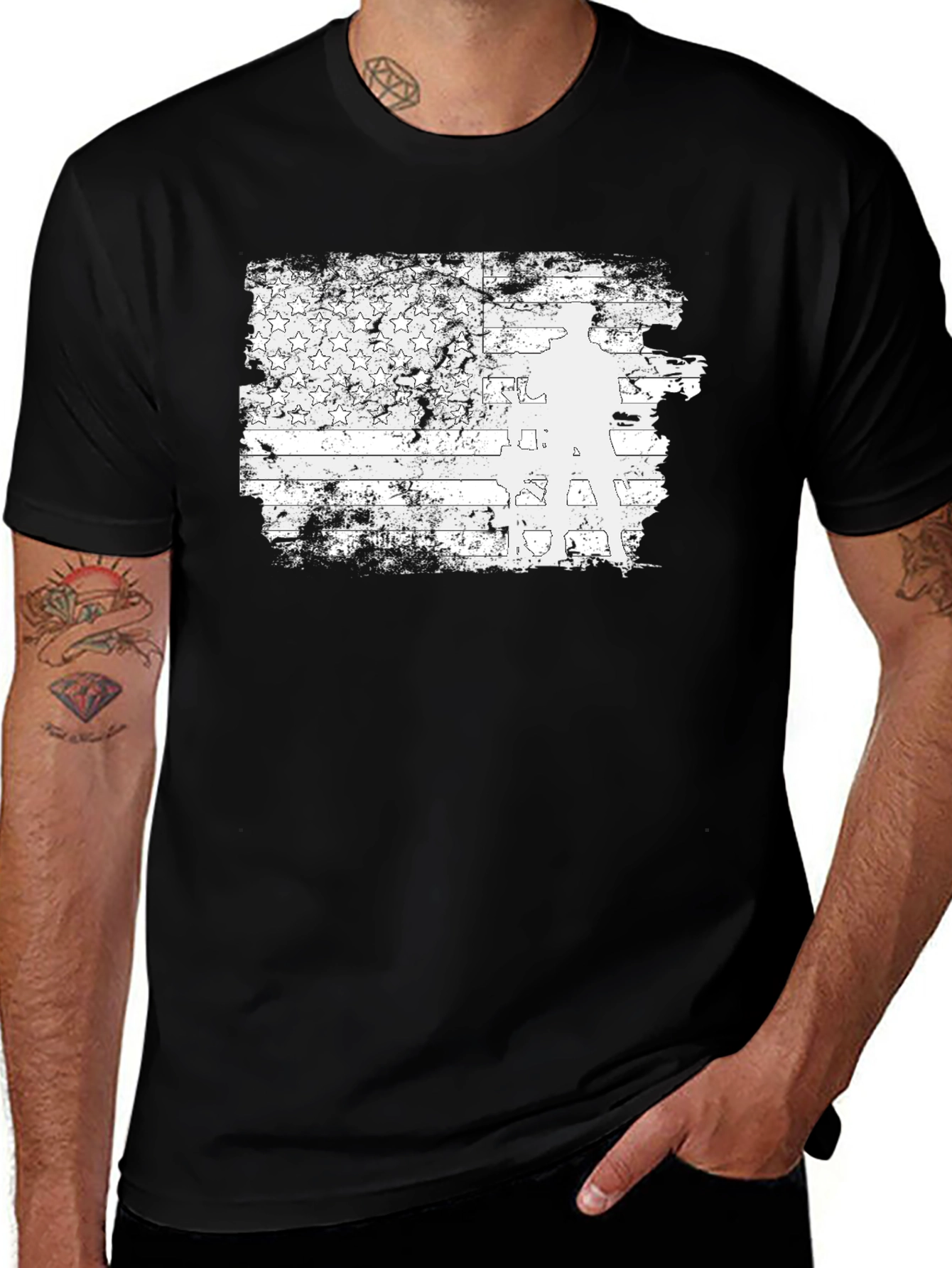 Variant 7 of Distressed American Flag Veteran Graphic Tee