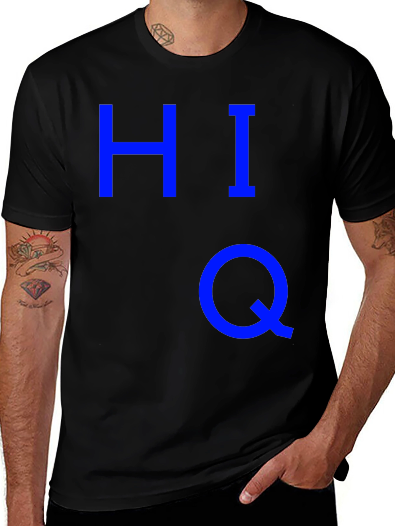 Black HIQ Graphic T-Shirt - Bold Blue Design main image