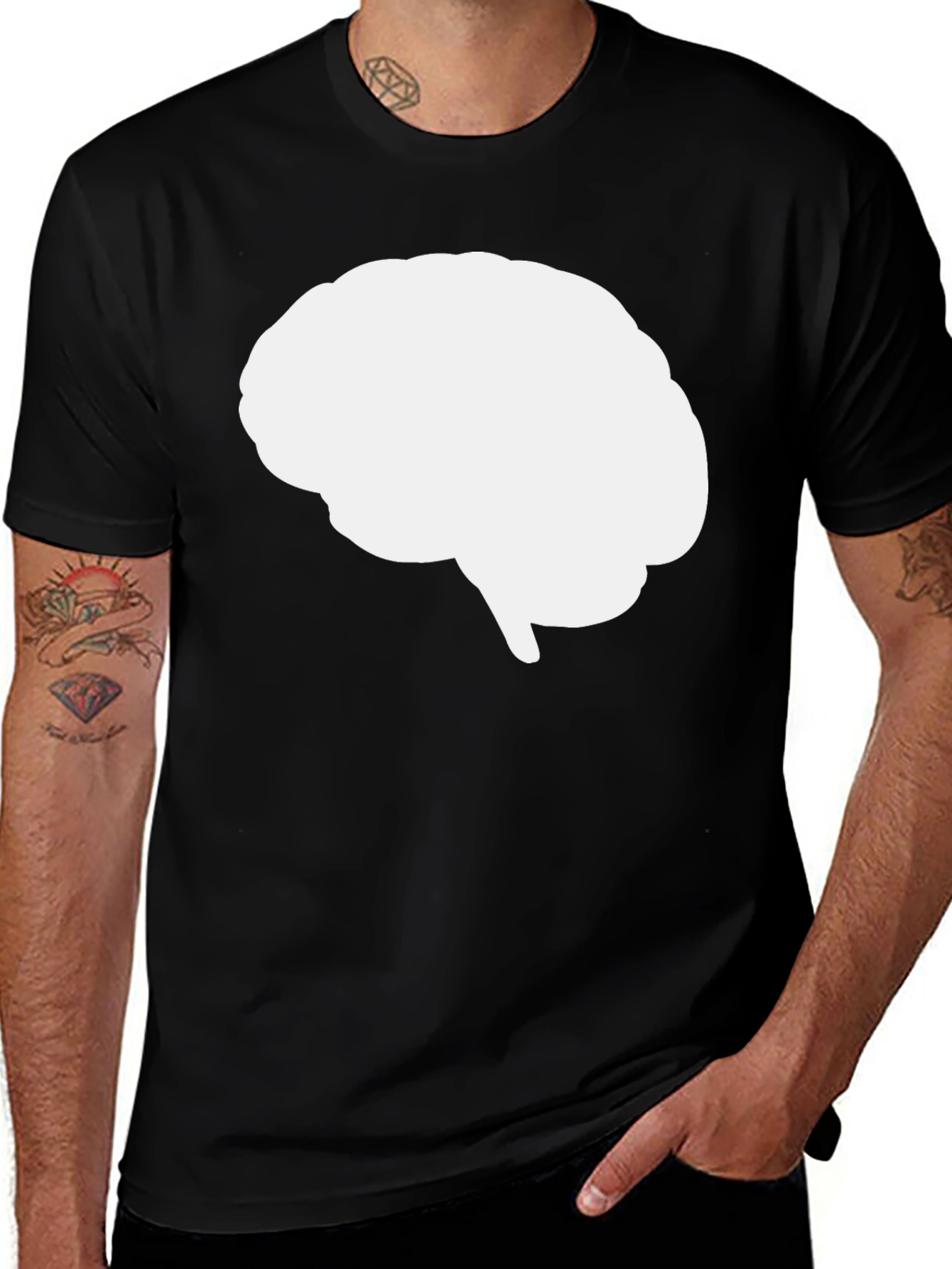 Variant 17 of Brain Graphic Tee - Smart Casual Black T-Shirt